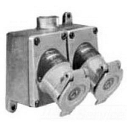 EFS250-2023 U-Line 2-Gang Dust-Ignitionproof Dead End Explosionproof Receptacle Assembly With Mounting Box, 125 V AC, 20 A, 3 Poles, 2 Wires