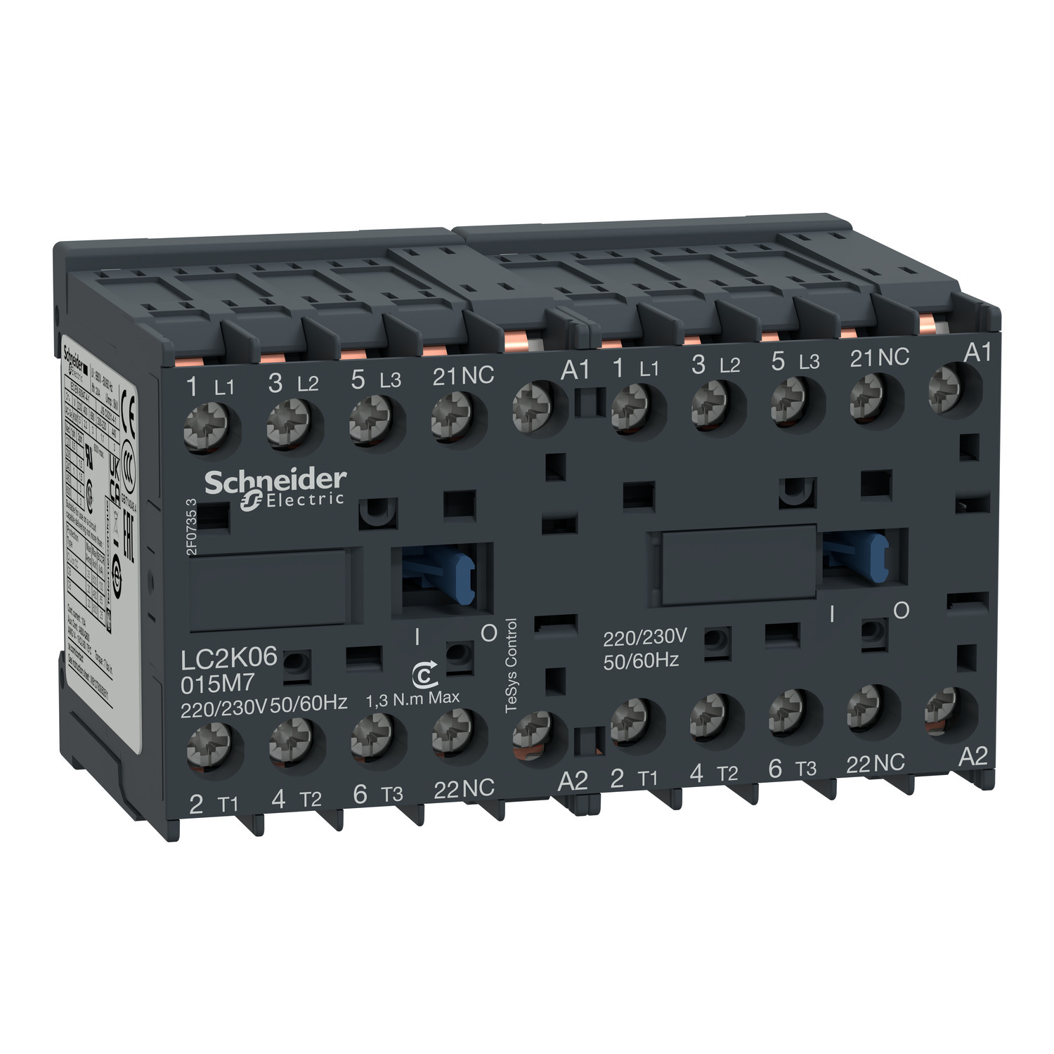 LC2K09015E7 TeSys K Reversing Contactor With Mechanical Lock, 48 V AC V Coil, 20 A, 3NO Contact, 3 Poles