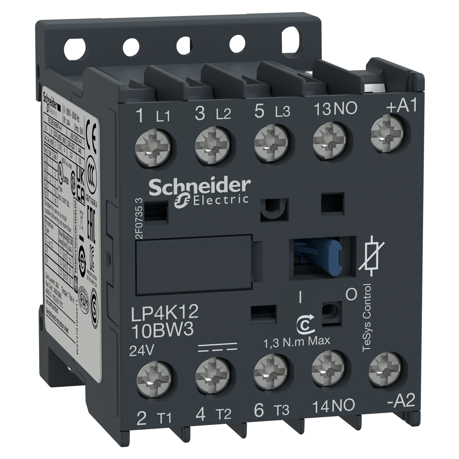 LP4K1210BW3 TeSys K K-Line IEC Contactor, 690 VAC V Coil, 12/16/20 A, 3NO Contact, 3 Poles