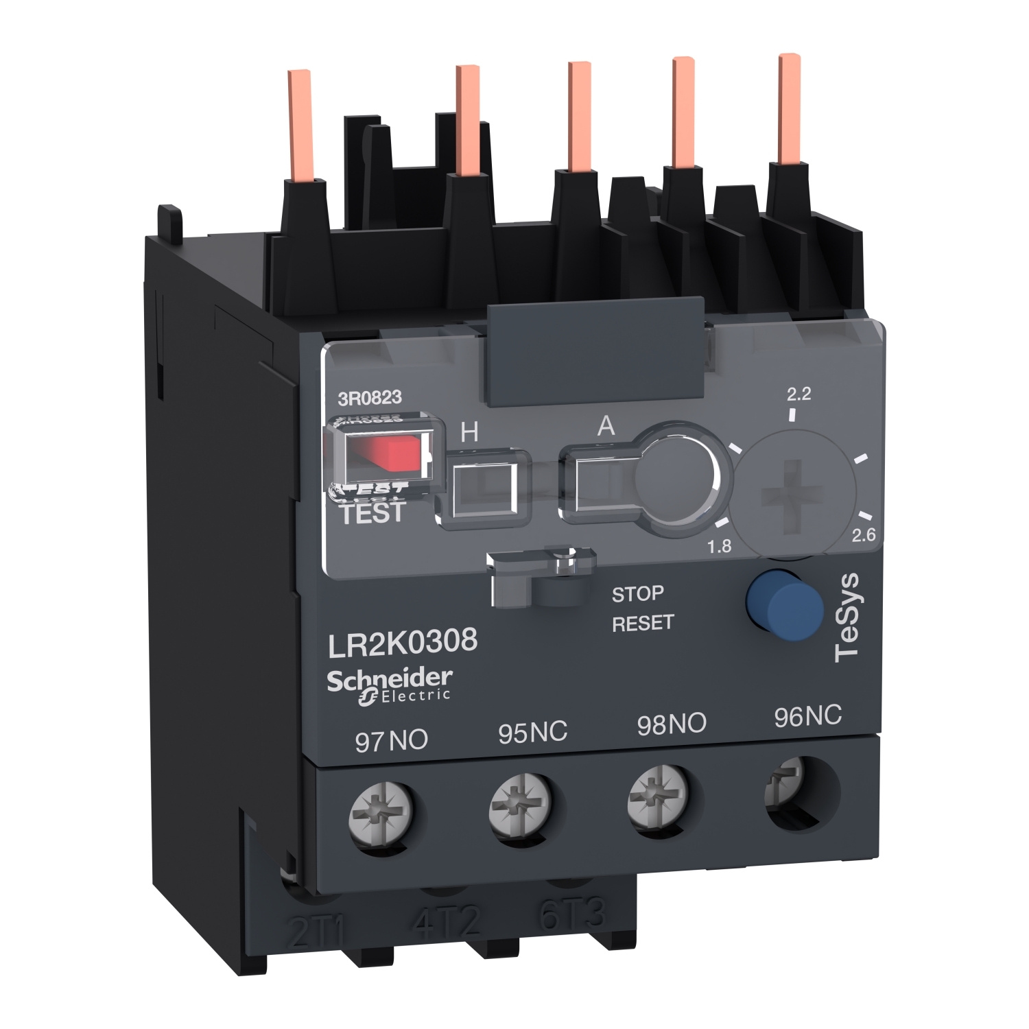 LR2K0308 TeSys K-Line Bi-Metallic Thermal Overload Relay, 1.8 to 2.6 A, 1NO-1NC 1 Form A/1 Form B Contact