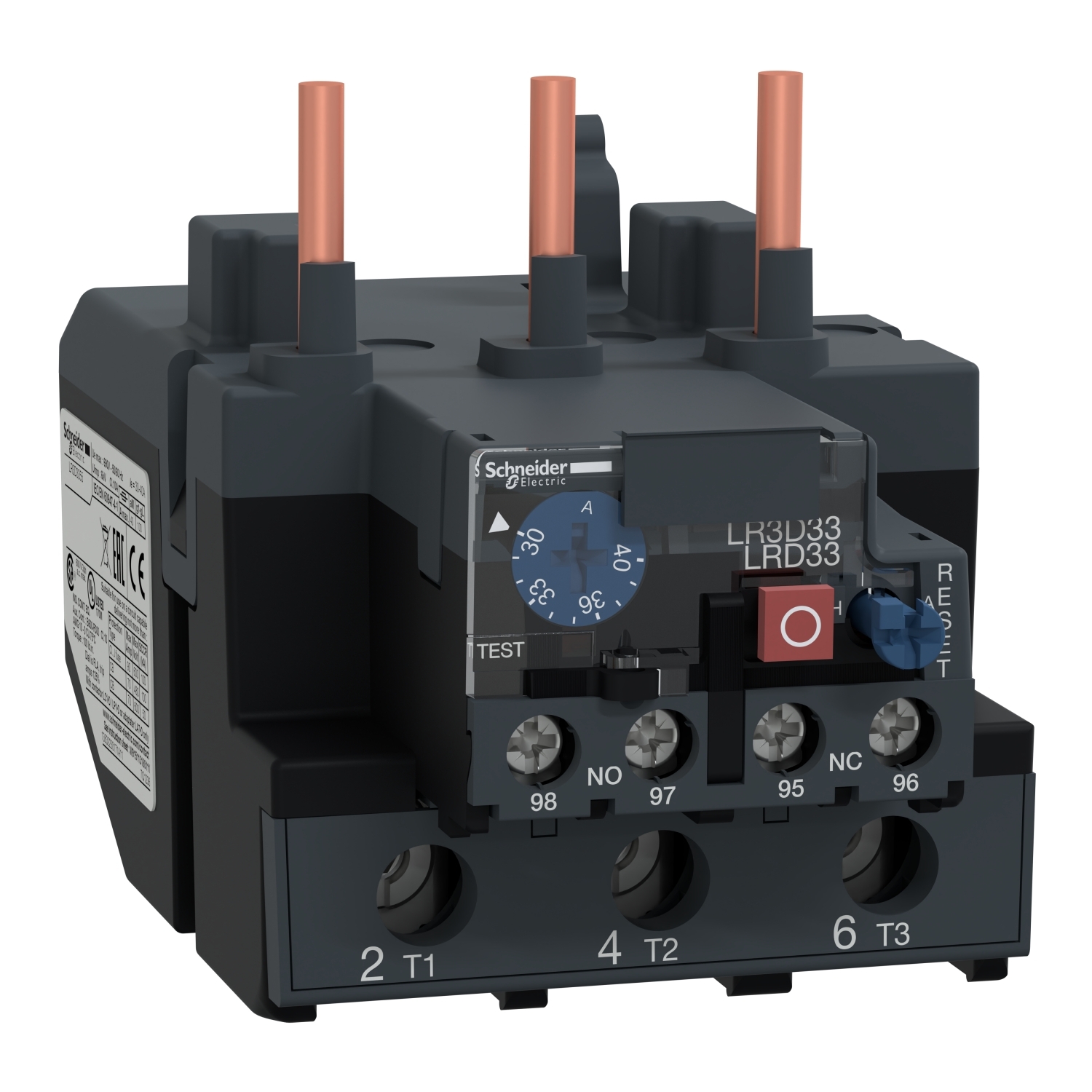 LR3D3355 TeSys LR3D Bi-Metallic Non-Differential Thermal Overload Relay, 30 to 40 A, 1NO-1NC 1 Form A/1 Form B Contact
