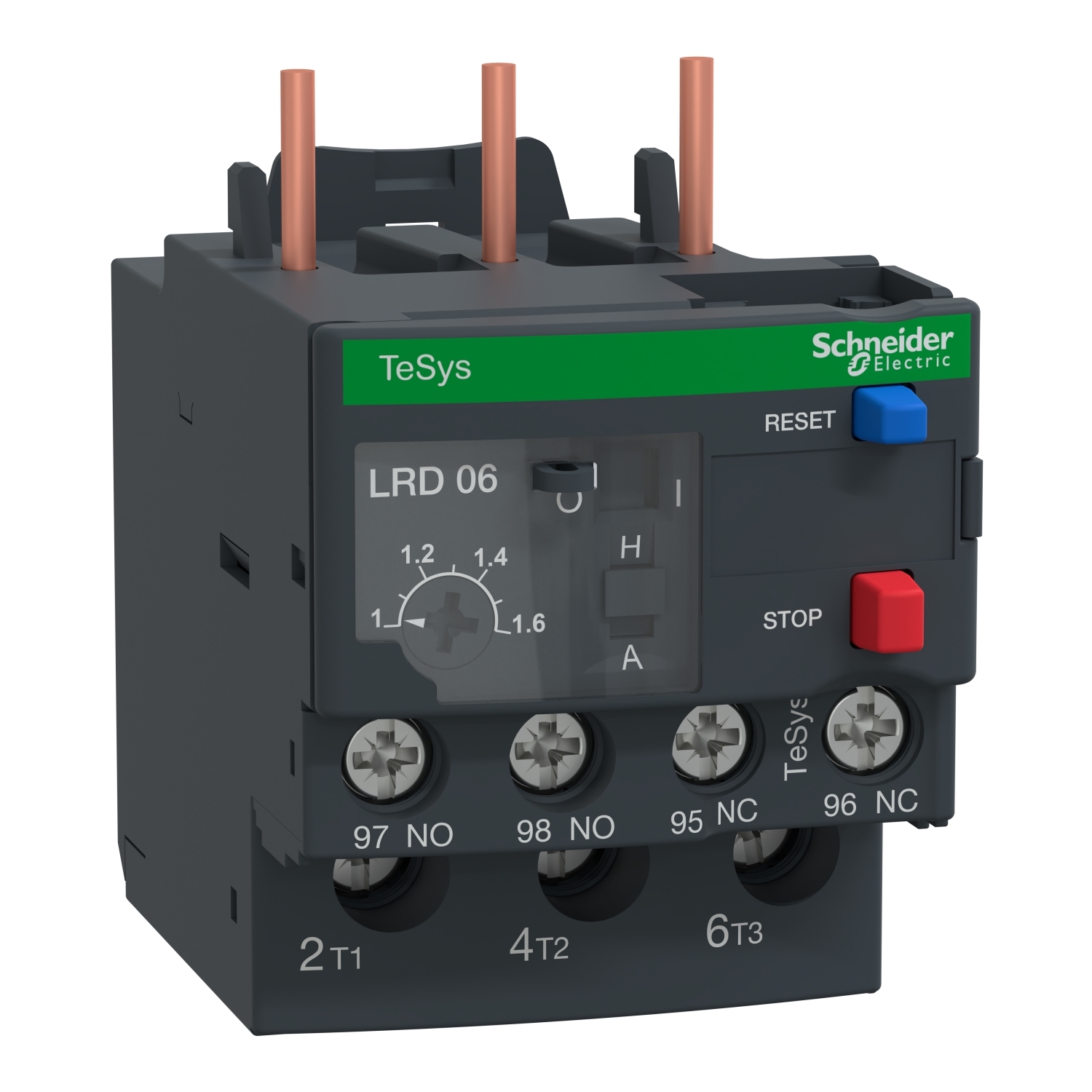 LRD066 TeSys Bi-Metallic Differential Thermal Overload Relay, 1 to 1.6 A, 1NO-1NC 1 Form A/1 Form B Contact