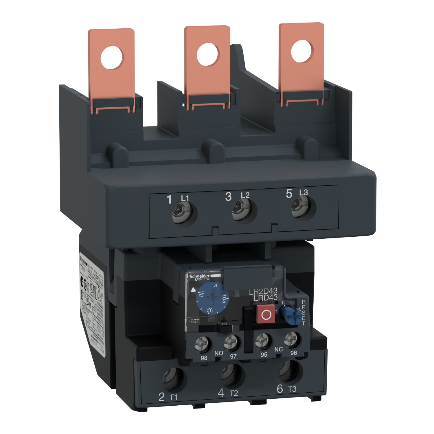 LRD4365 TeSys D-Line Bi-Metallic Thermal Overload Relay, 80 to 104 A, 1NO-1NC 1 Form A/1 Form B Contact