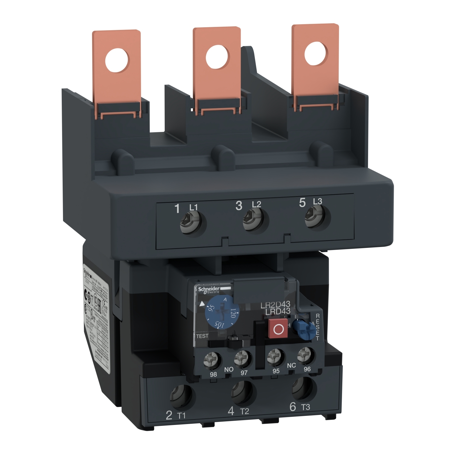 LRD4367 TeSys D-Line Bi-Metallic Thermal Overload Relay, 95 to 120 A, 1NO-1NC 1 Form A/1 Form B Contact