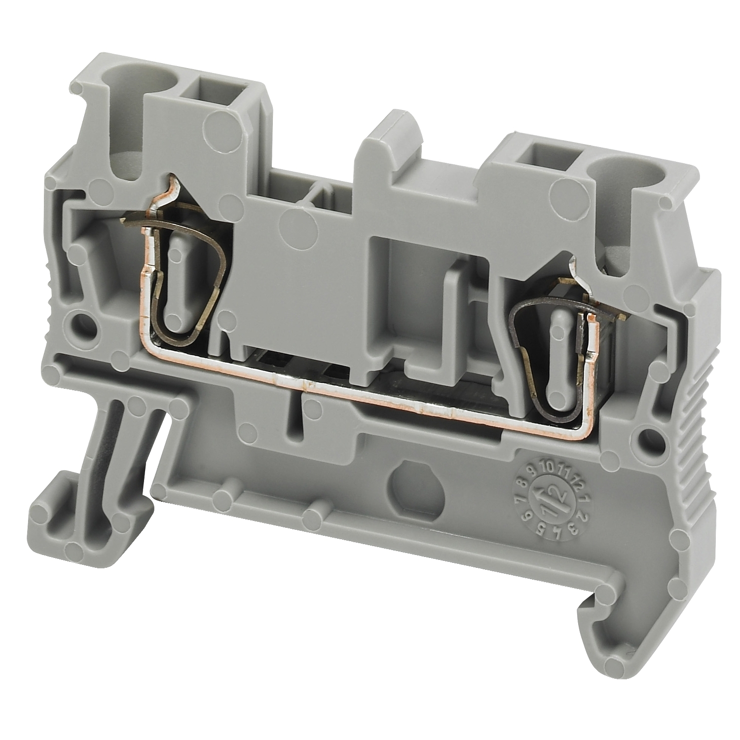 NSYTRR22 Linergy TRR 1-Level 2-Point Feed Through Terminal Block, 600 V AC, 20 A, 28 to 12 AWG Wire, 1 Poles, Clip-Fit Mount