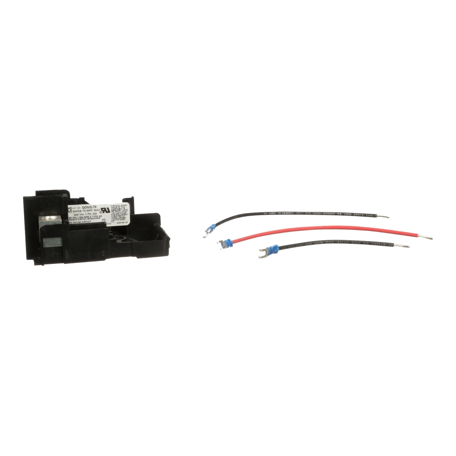 QON2L70 Type OEM Mounting Base, For Use With QO QO-GFI, QO-AFI, QO-EPD Unit Mounting Circuit Breaker and Loadcenter, 70 A at 120/240 V AC, 10 kA Interrupt Rated, 1-Phase, 2-Wire, 12 to 3 AWG Aluminum, 14 to 4 AWG Copper, 1-Pole 2-Spaces