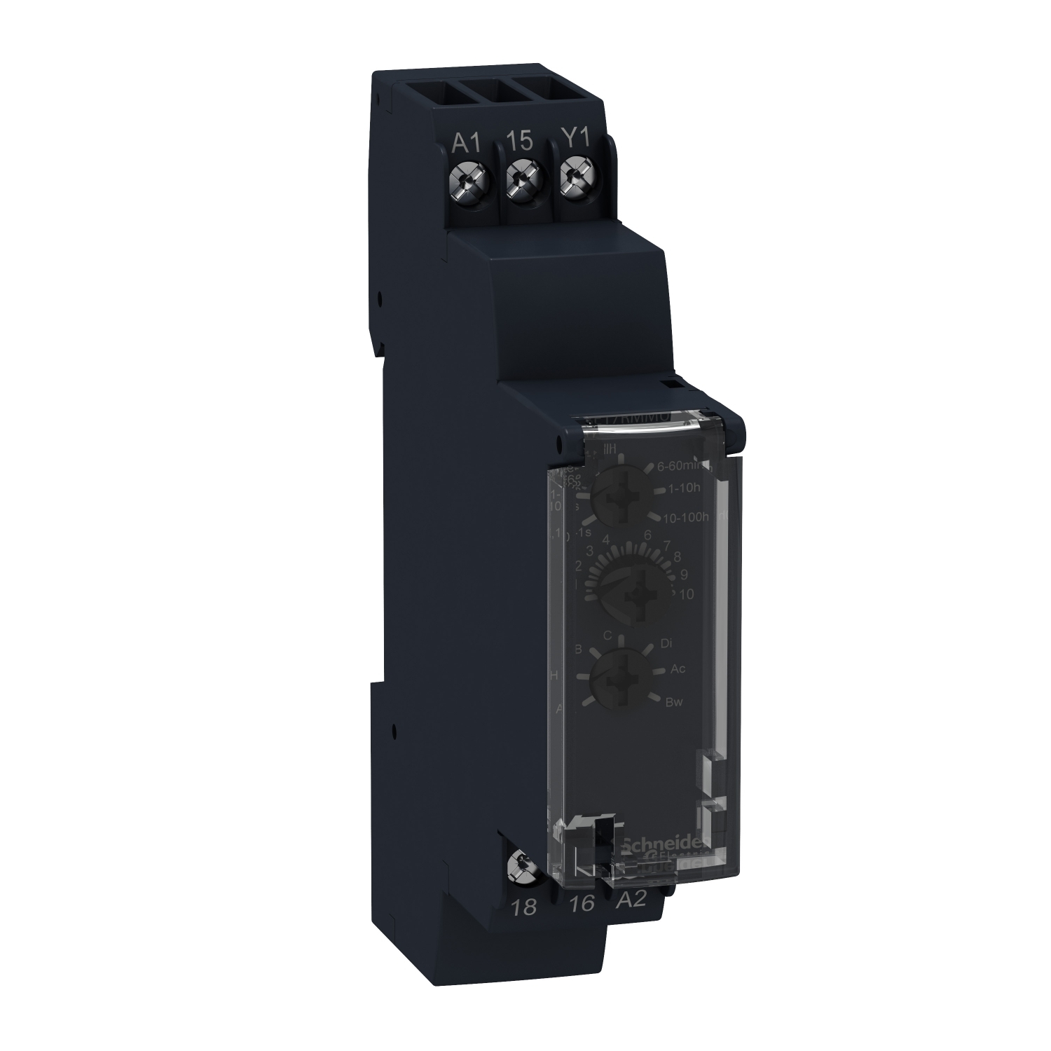 RE17RMMU Zelio Modular Timing Relay, 1 s to 100 hr Setting, 24 to 240 V AC/24 V DC, 1CO 1 Form C SPDT Contact