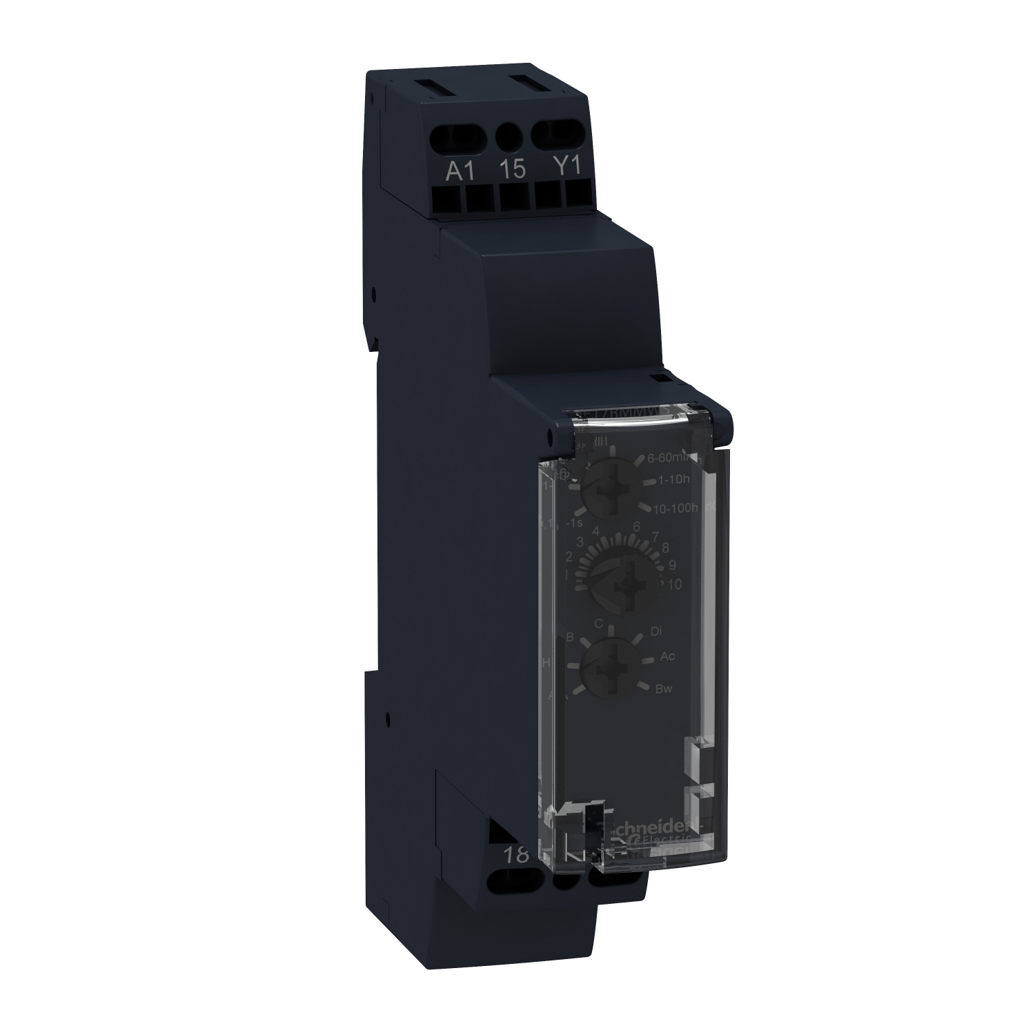 RE17RMMW 10-Function Modular Timing Relay, 1 s to 100 hr Setting, 12 to 240 V AC/DC, 1CO 1 Form C Contact