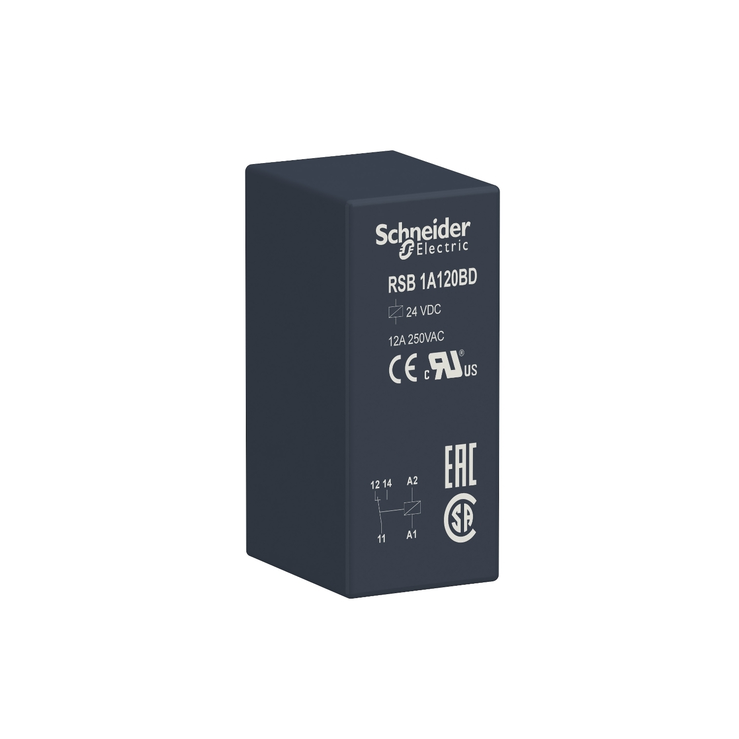 RSB1A120BD Zelio Interface Relay, 12 A, 1CO 1 Form C SPDT Contact, 24 VDC V Coil