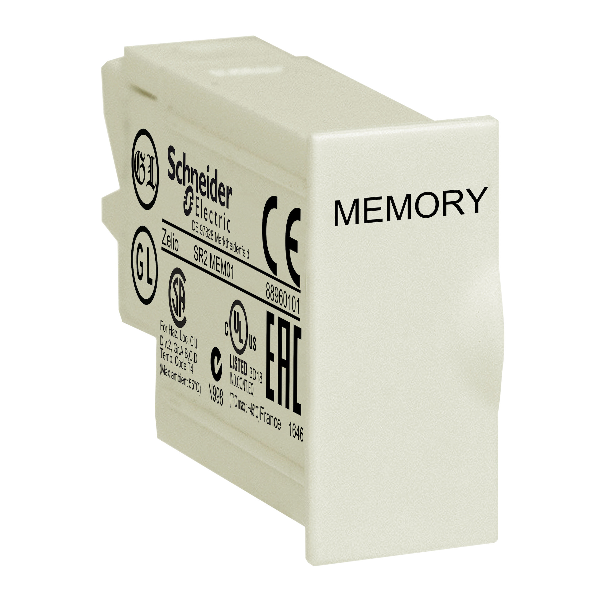 SR2MEM01 EEPROM Memory Cartridge, For Use With Smart Relay Zelio Logic Firmware up to V 2.4