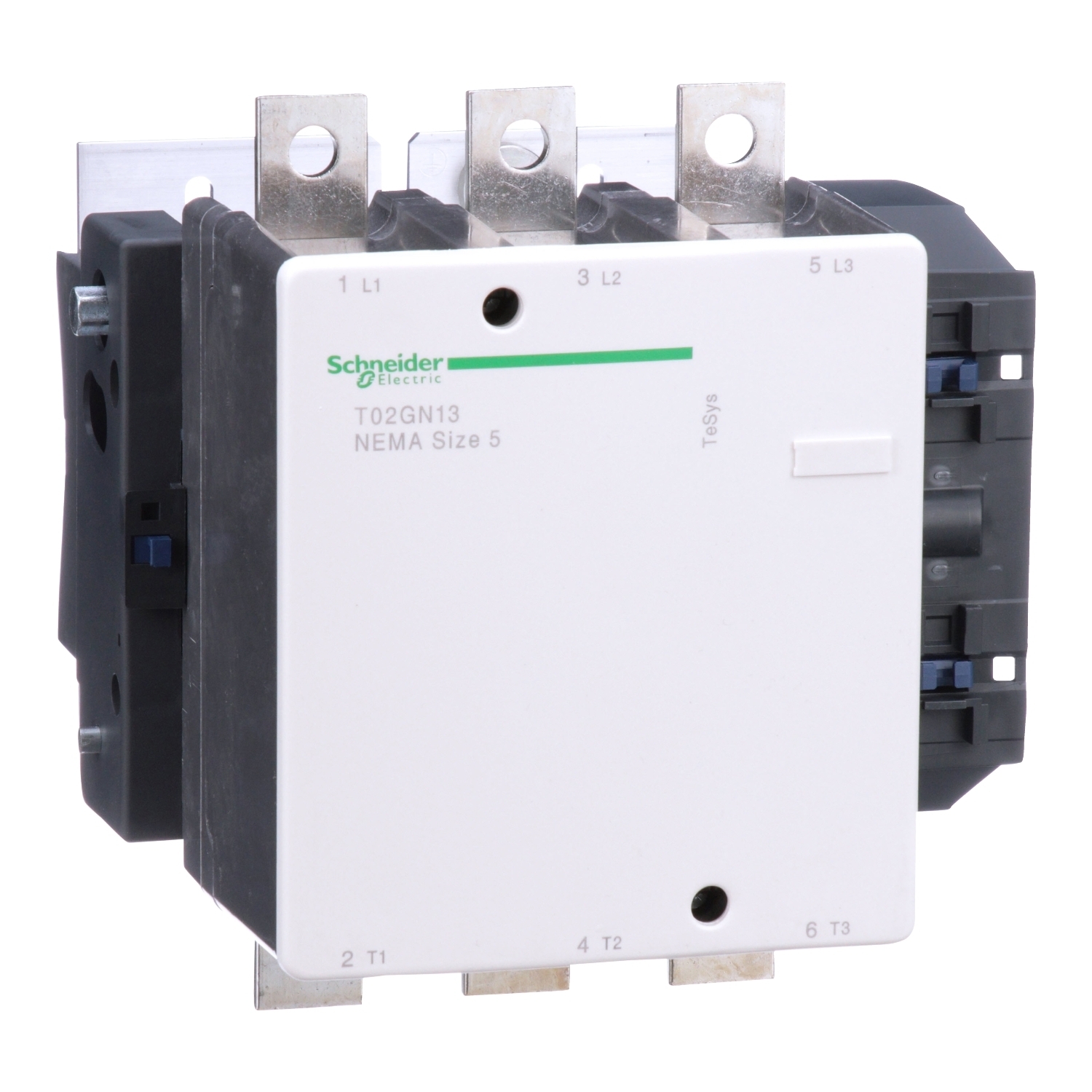T02GN13G7 TeSys Non-Reversing Contactor, 120 V AC V Coil, 270 A, 1NO Contact, 3 Poles