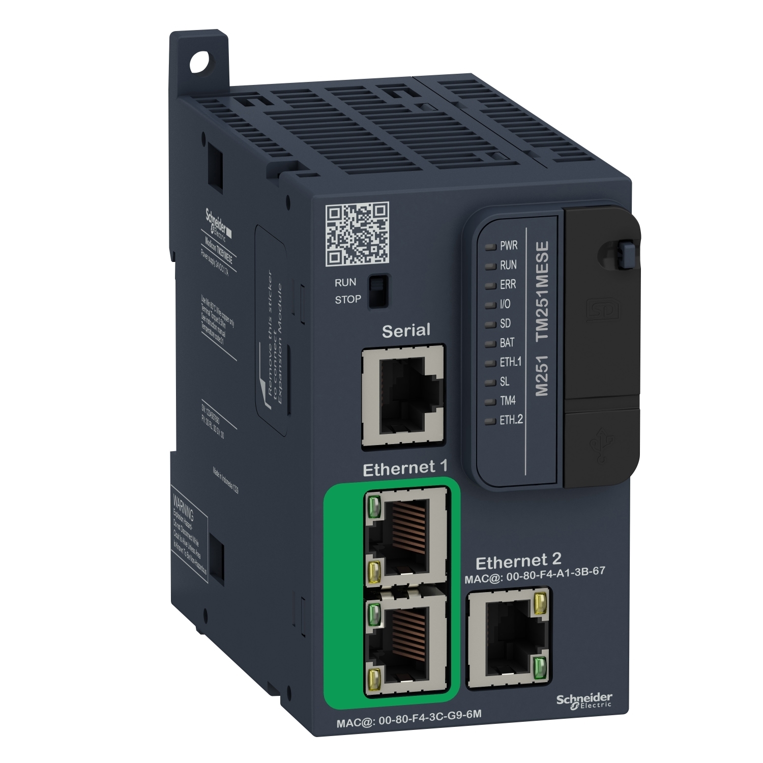TM251MESE Modicon M251 Logic Controller, 24 V DC, <=50 A