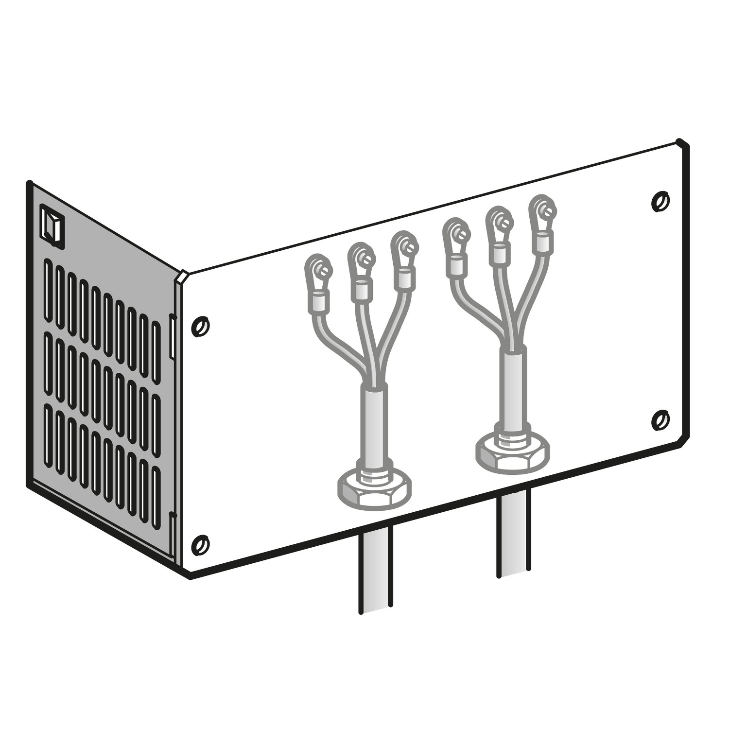 VW3A31814 Type 1 Driver Kit, For Use With Altivar 312 Solar, ATV312HU11M2, ATV312HU15M2, ATV212H075M3X and ATV212H075N4 Variable Speed Drive, Underside of Drive Mount, Size 6