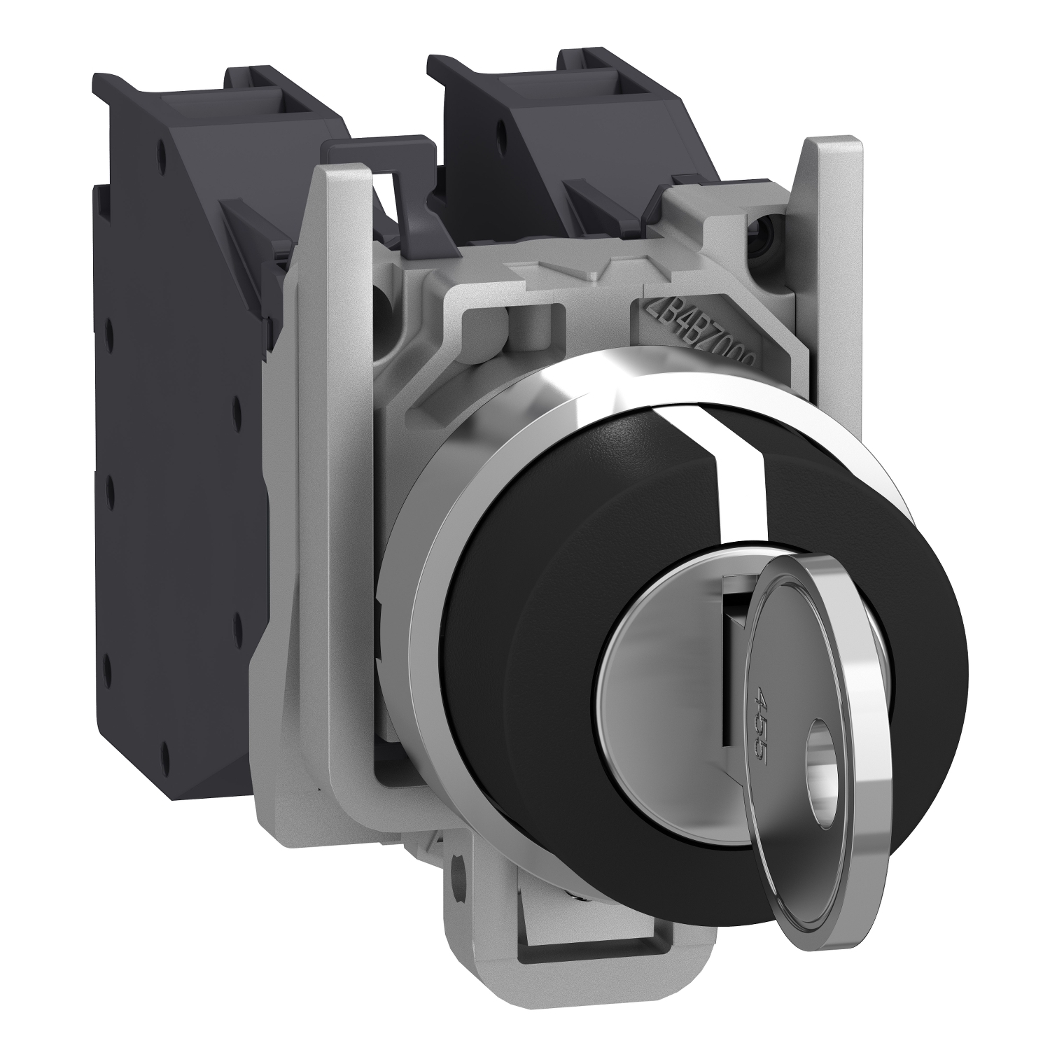 XB4BG33 Harmony Modular Non-Illuminated Selector Switch, 22 mm, 2NO Contact, Slow Break Contact, Keyed Operator, Black