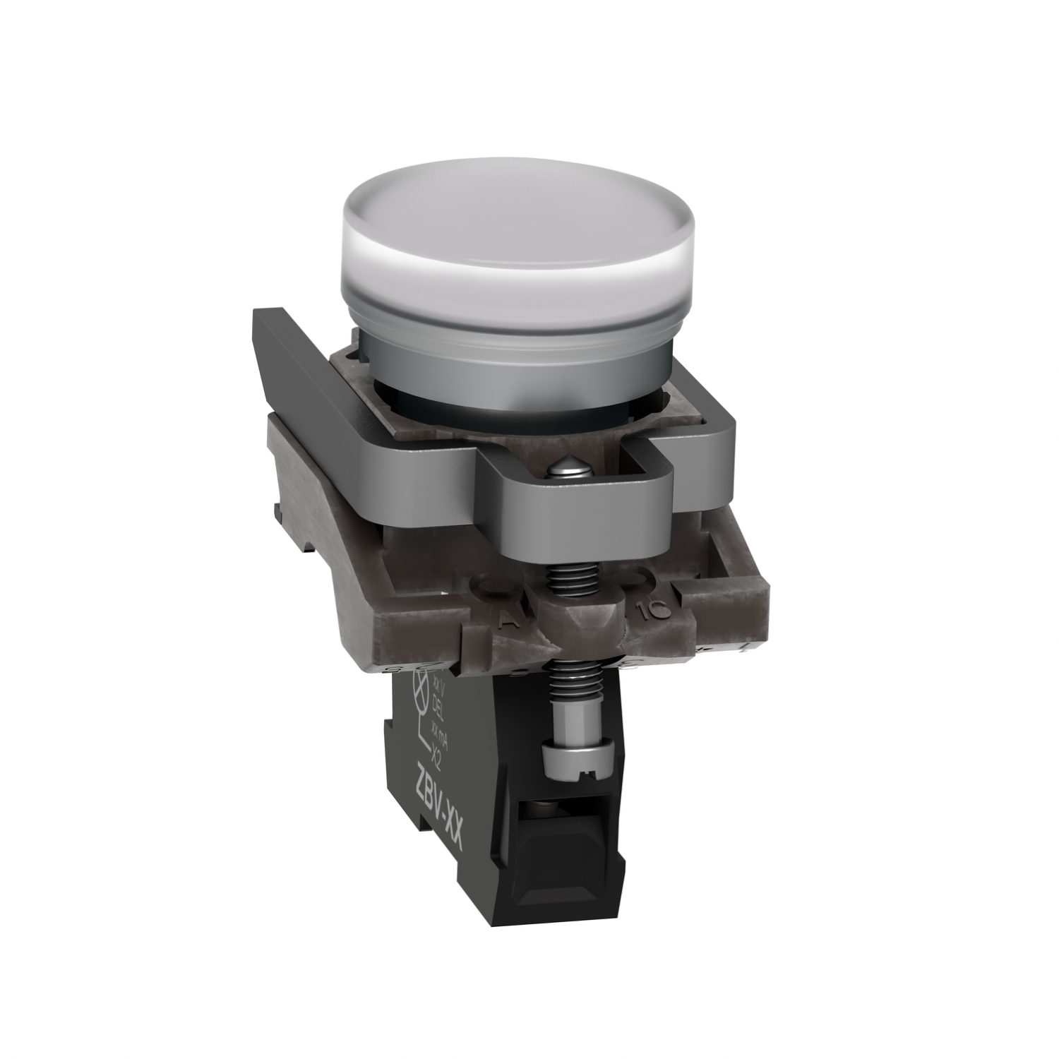 XB4BV61 Harmony Direct Illuminated Pilot Light, <250 V AC/DC, Plain Lens, Panel Mount