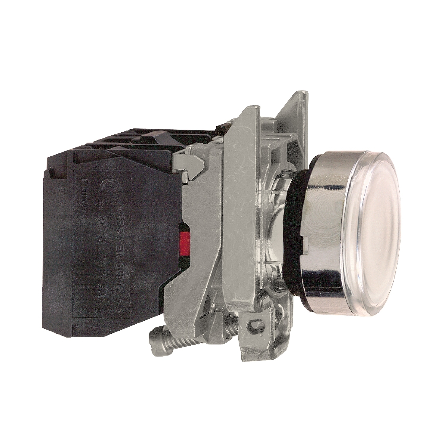 XB4BW3165 Harmony Corrosion-Resistant Direct Dusttight/Watertight Round Illuminated Pushbutton With Plain Lens, 22 mm, 1NO-1NC Contact, Slow Break Contact, White