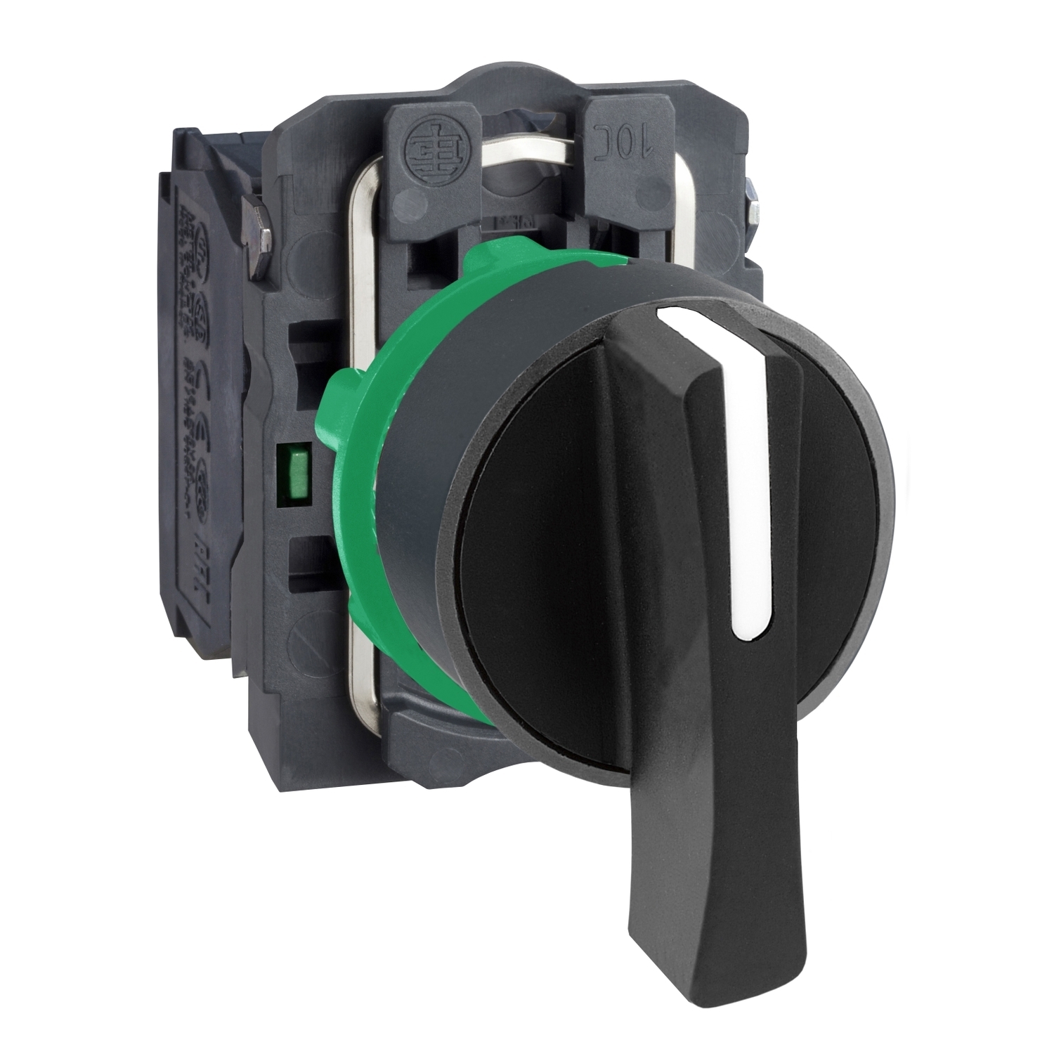 XB5AJ53 Harmony Corrosion-Resistant Dusttight/Oiltight/Watertight Modular Round Vibration-Resistant Non-Illuminated Selector Switch, 22 mm, 2NO Contact, Slow Break Contact, Long Lever Operator, Black