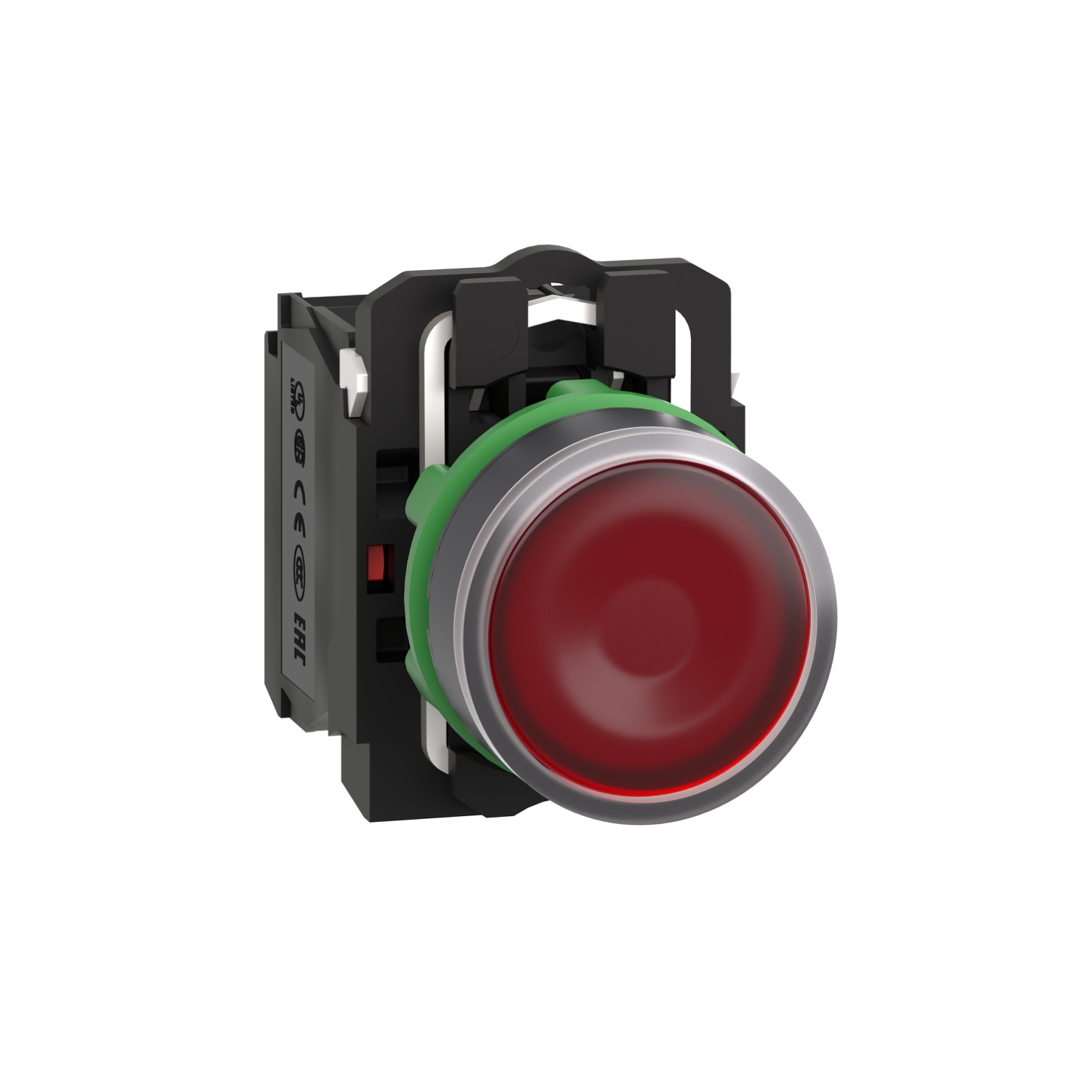 XB5AW34G5 Harmony Illuminated Pushbutton With Plain Lens, 22 mm, 1NO-1NC Contact, Flush Operator, Red
