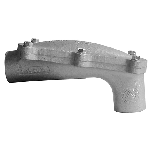 90 deg Pulling Elbow, 2 inch, Malleable Iron, Zinc Electroplated