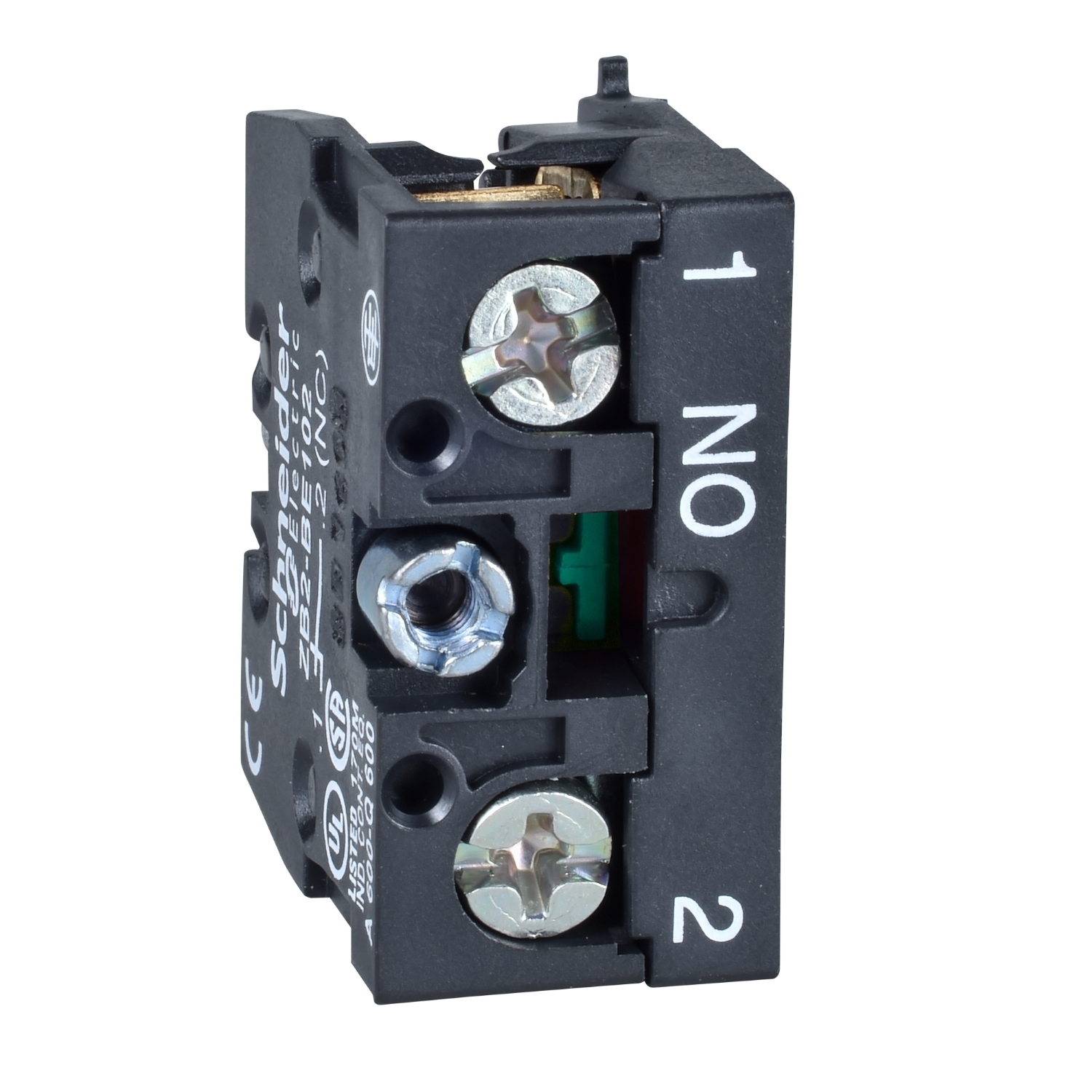 ZB2BE101 Harmony 1-Pole Slow Break Contact Block, 22 mm, 1NO Contact, 10 A, 600 V AC Contact, Momentary Action