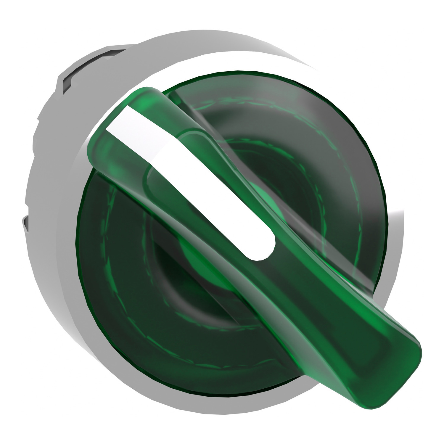 ZB4BK1233 Harmony XB4 Illuminated Integral Selector Switch Operator, 22 mm Dia, Round Shape, Metal, Green