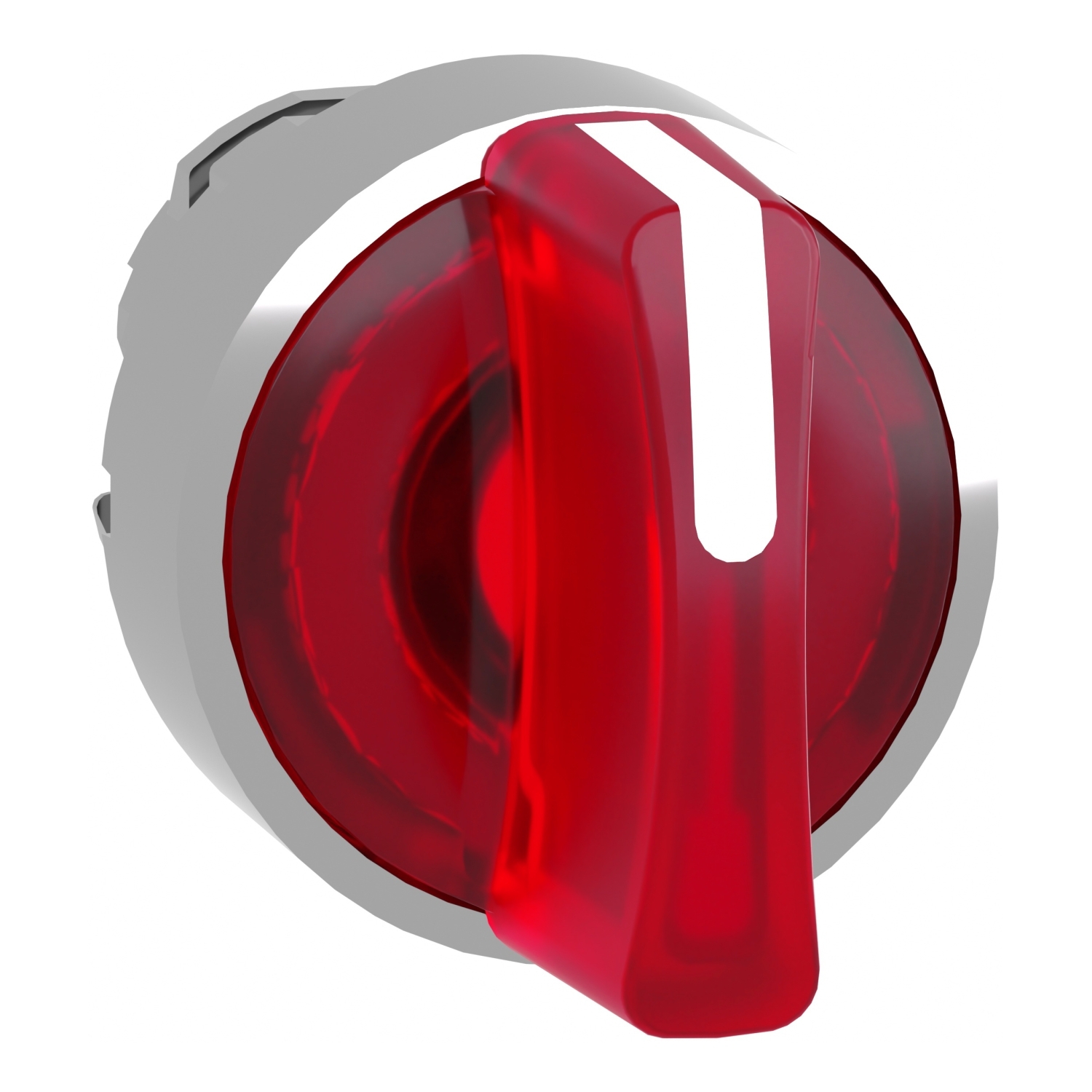 ZB4BK1743 Harmony 3-Position 45 deg Illuminated Spring Return Standard Selector Switch Head With Standard Handle and Integral LED, 22 mm, Round Shape, Chromium Plated Metal, Red