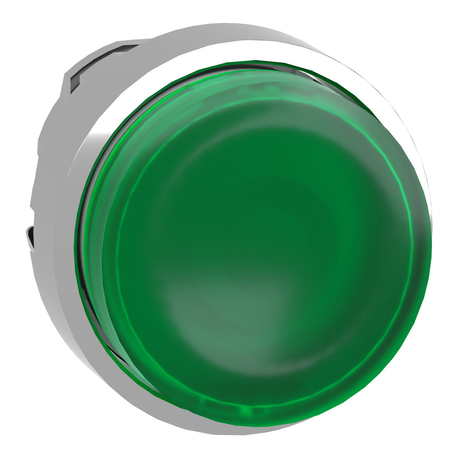 ZB4BW133 Harmony Extended Projecting Illuminated Standard Pushbutton Head, 22 mm Dia, Round Shape, UNMARKED Legend, Metal, Green