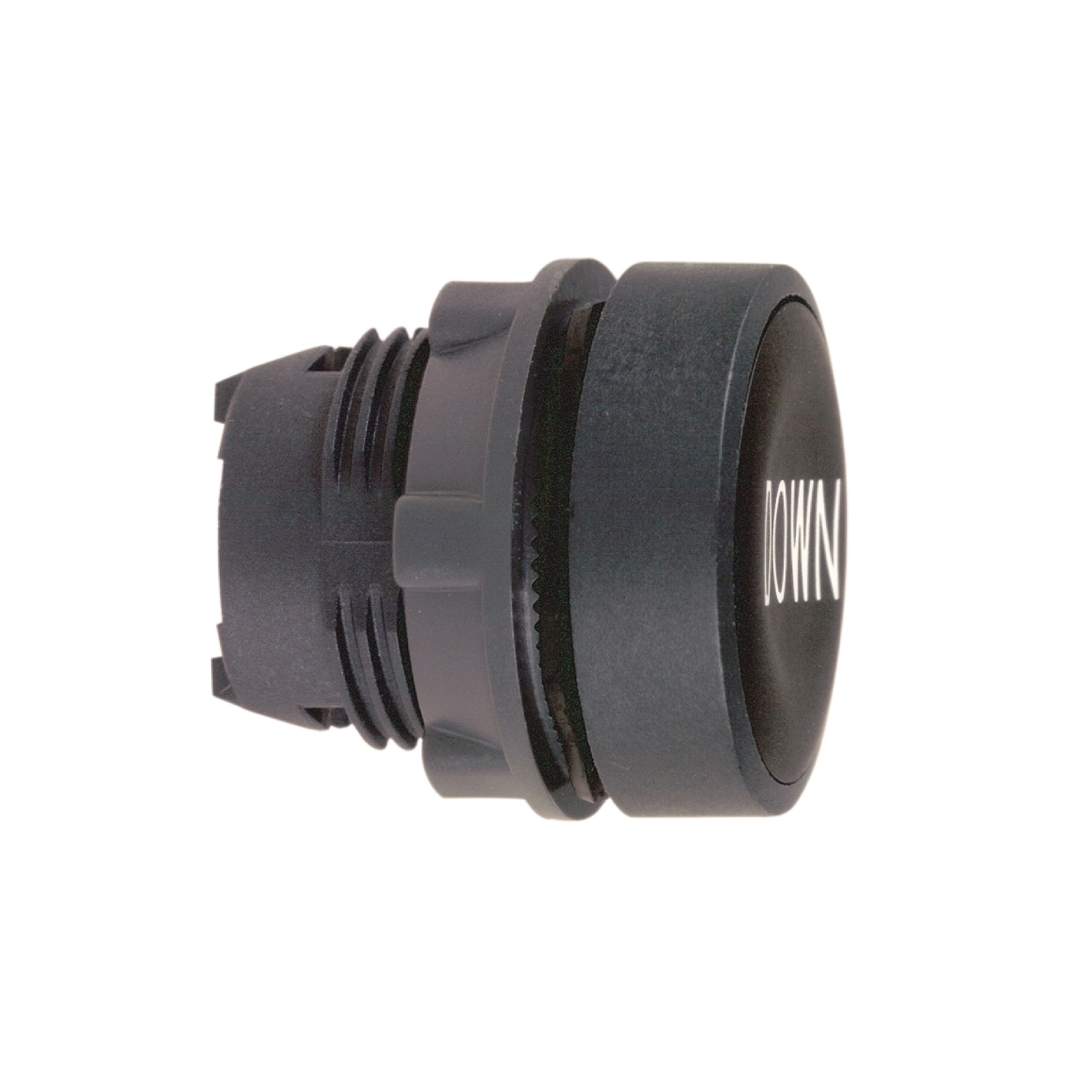ZB5AA344 Harmony Flush Non-Illuminated Premarked Spring Return Standard Pushbutton Head, 22 mm, Round Shape, DOWN Legend, Plastic, Black