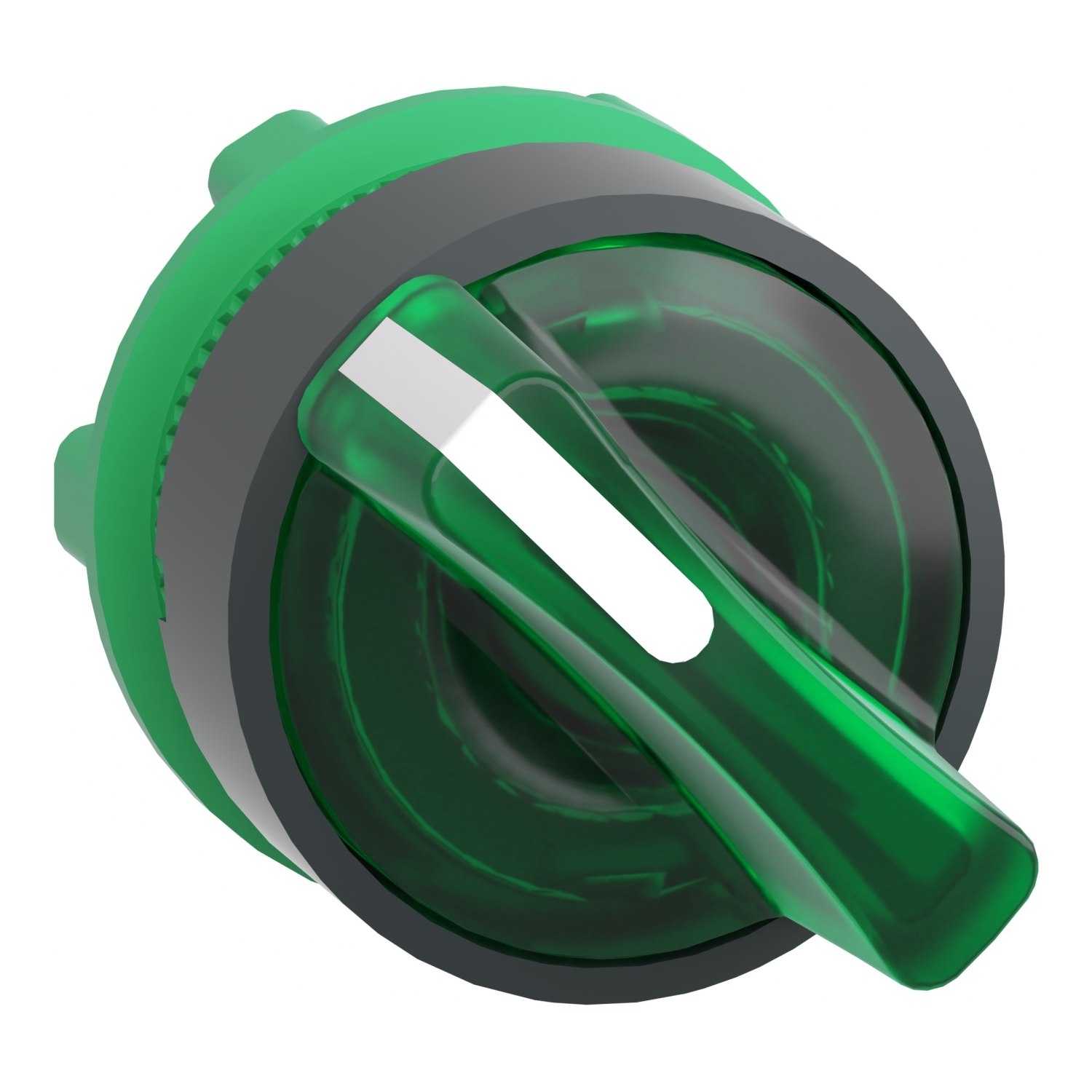 ZB5AK1233 Harmony Standard Illuminated Selector Switch Operator, 22 mm Dia, Round Shape, Black/Green