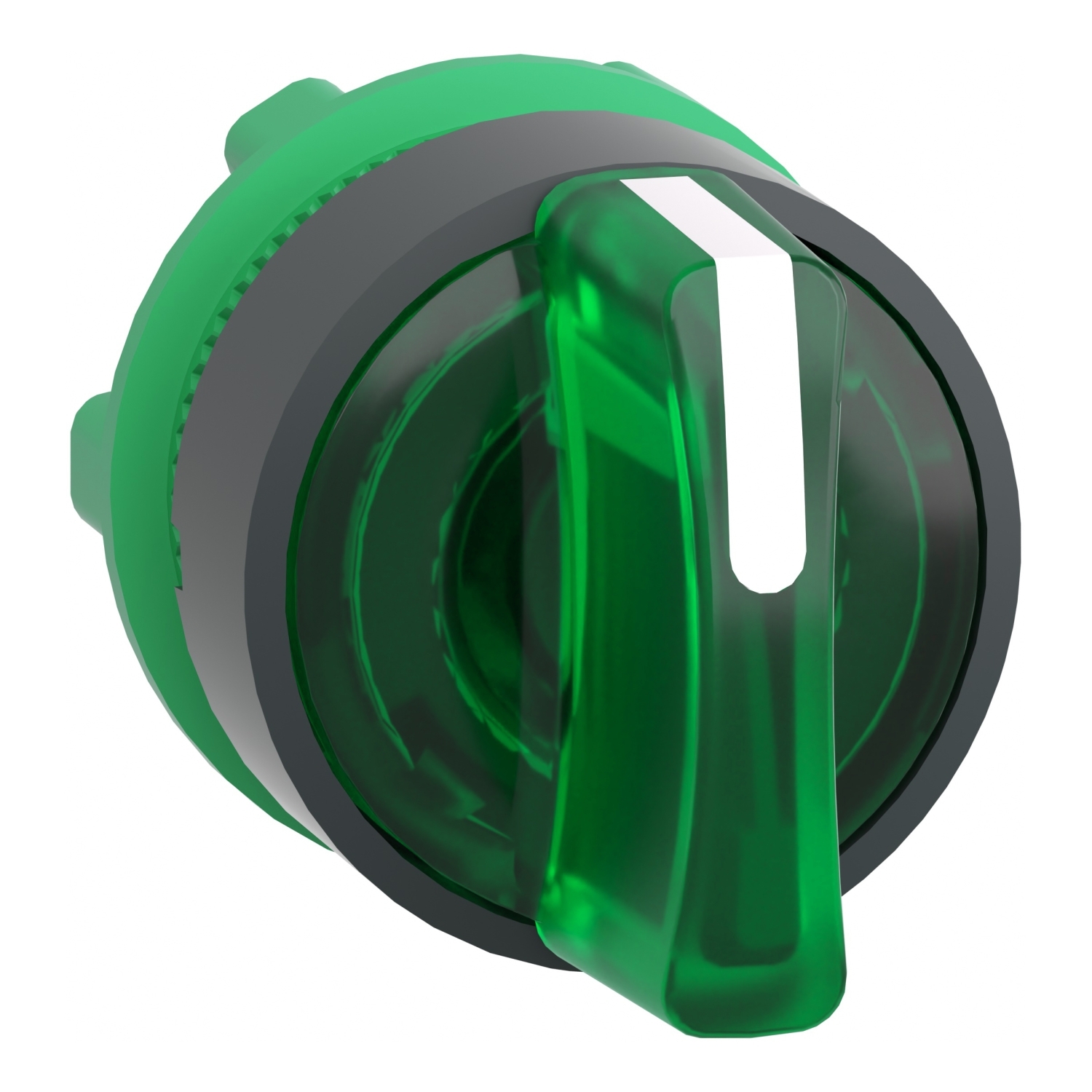 ZB5AK1533 Harmony 3-Position 45 deg Illuminated Standard Spring Return Selector Switch Head With Standard Handle and Integral LED, 22 mm, Round Shape, Plastic, Green