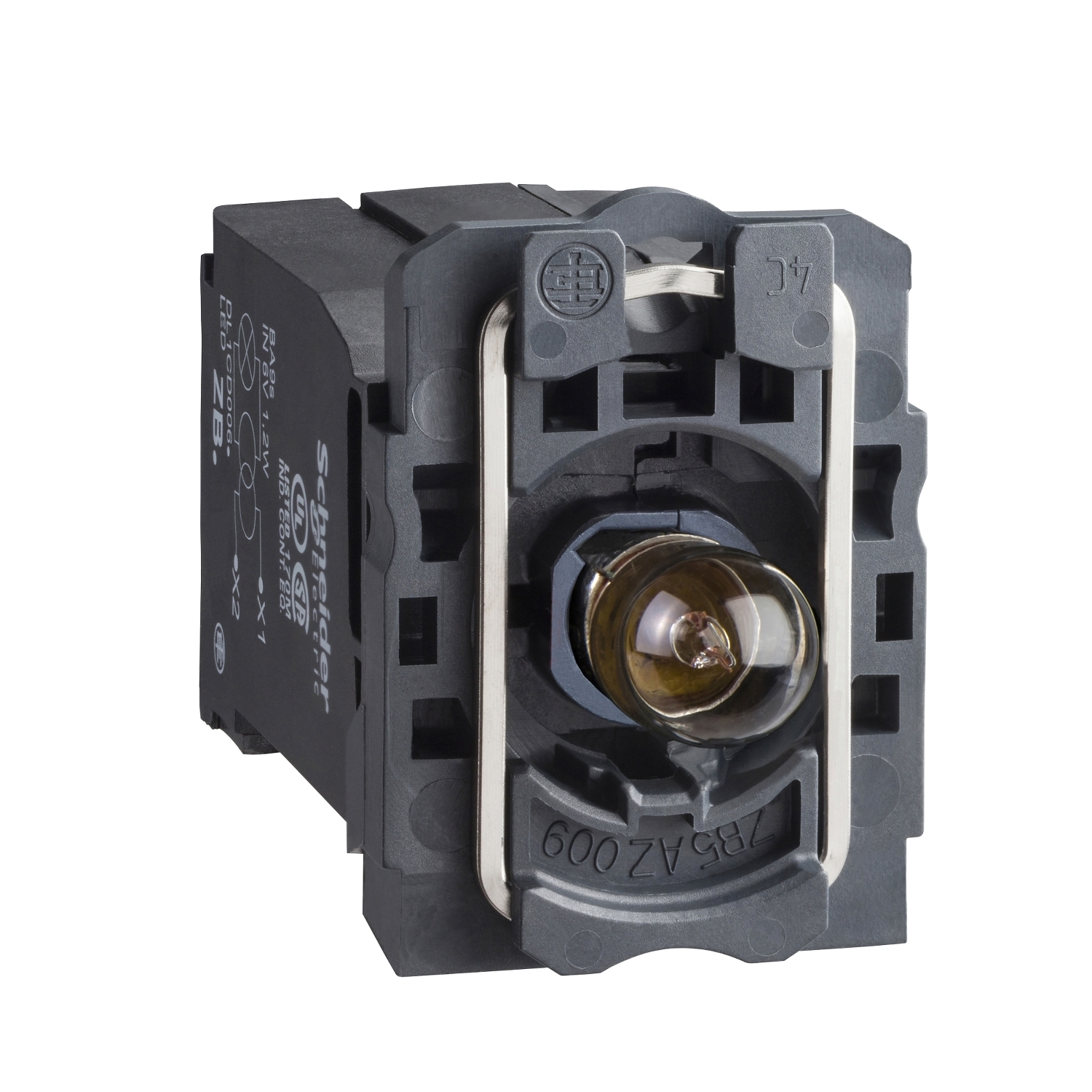 ZB5AV3 Harmony Transformer Complete Body/Light Block Assembly, 22 mm Dia, Incandescent Lamp, 110 to 120 V AC, Screw Clamp Terminal