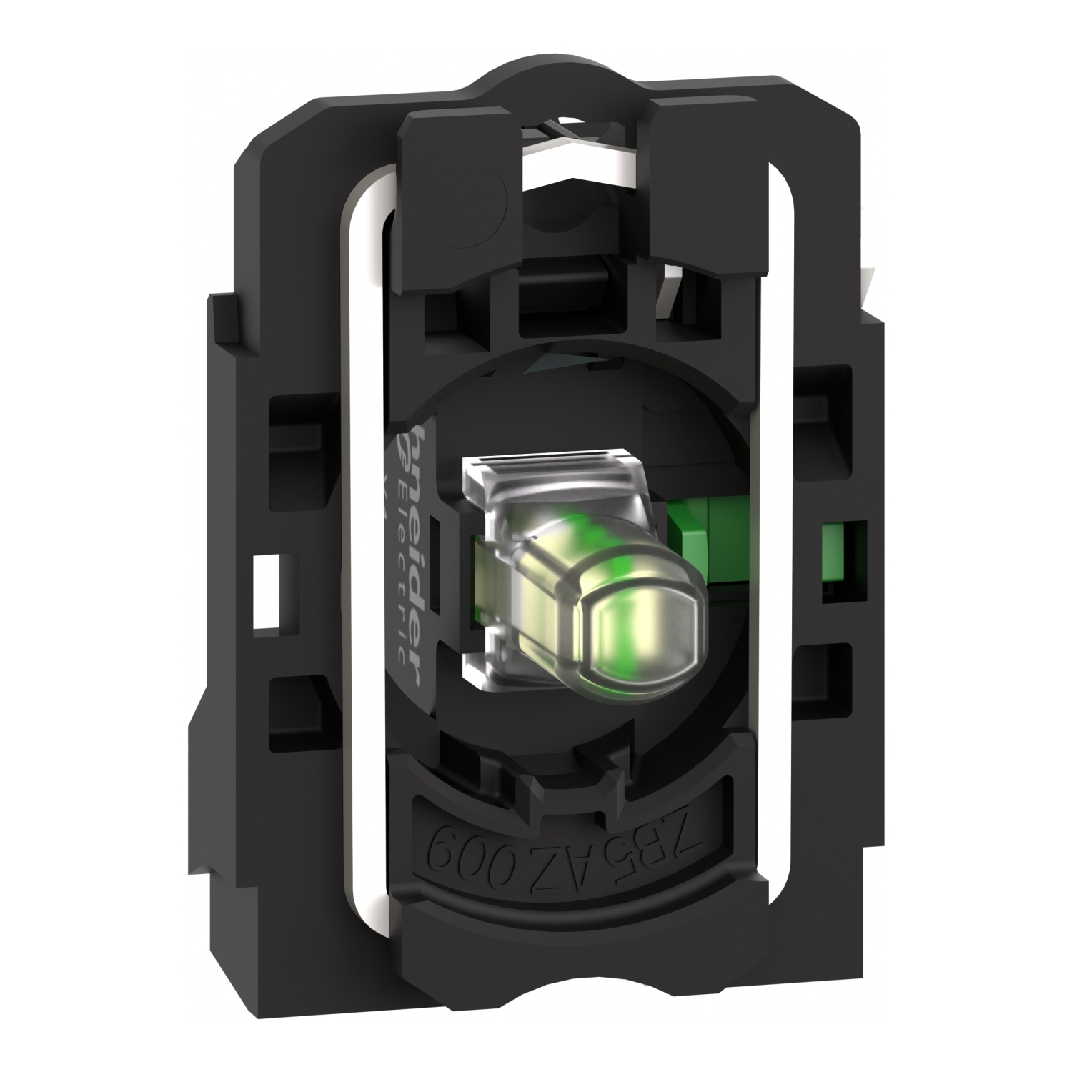 ZB5AW0B11 Harmony Complete Body Light Block Standard Contact Assembly, 30 mm, 32 mm 42 mm, LED Lamp, 1NO Contact, 24 V AC/DC, White