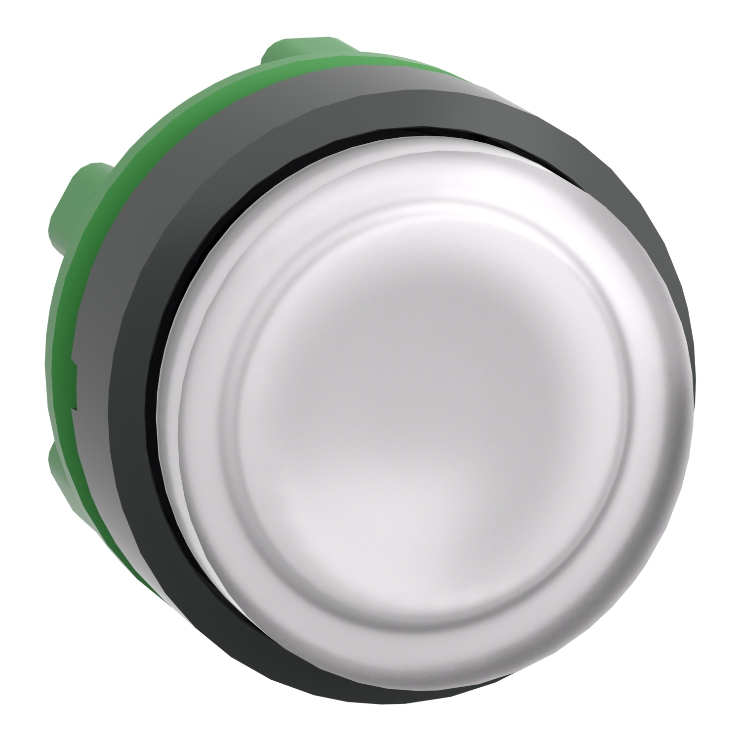 ZB5AW113 Harmony Illuminated Projecting Spring Return Standard Pushbutton Head With Plain Lens and Integral LED, 22 mm, Round Shape, Plastic, White