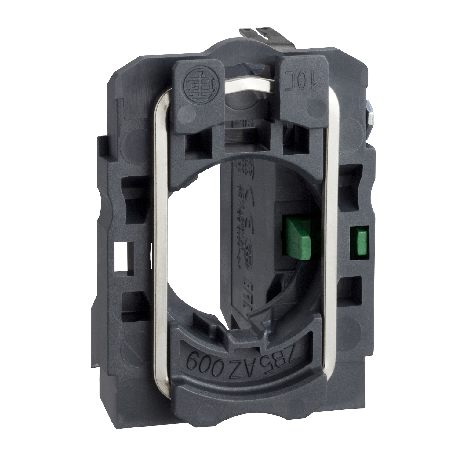 ZB5AZ1013 Slow Break Single Standard Head Contact Block With Body/Fixing Collar 1NO Faston Connector, For Use With Harmony XB5 Control and Signaling Unit, 600 V, 10 A, A600 to Q600 Contact, Quick-Connect, Plastic