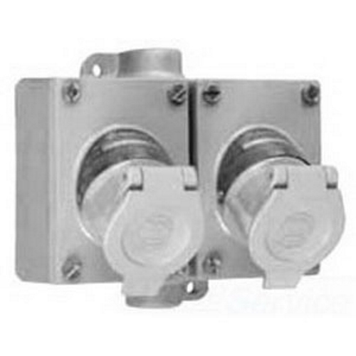 ENR22201 U-Line Contender 2-Gang Dead End Dust-Ignitionproof Explosionproof Receptacle Assembly With Mounting Box, 125 V AC, 20 A, 3 Poles, 2 Wires