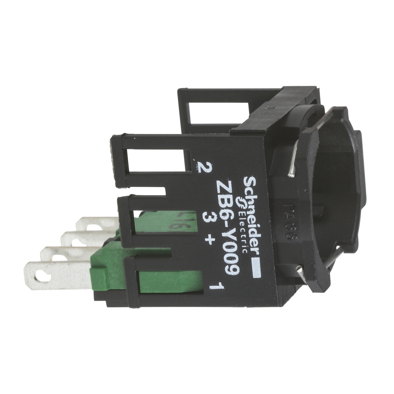 ZB6Z1B Harmony 1-Pole Contact Block With Body/Fixing Collar, 16 mm, 1NO Contact, 250 V AC/B300 to R300 Contact, Silver Alloy Contact, Momentary Action