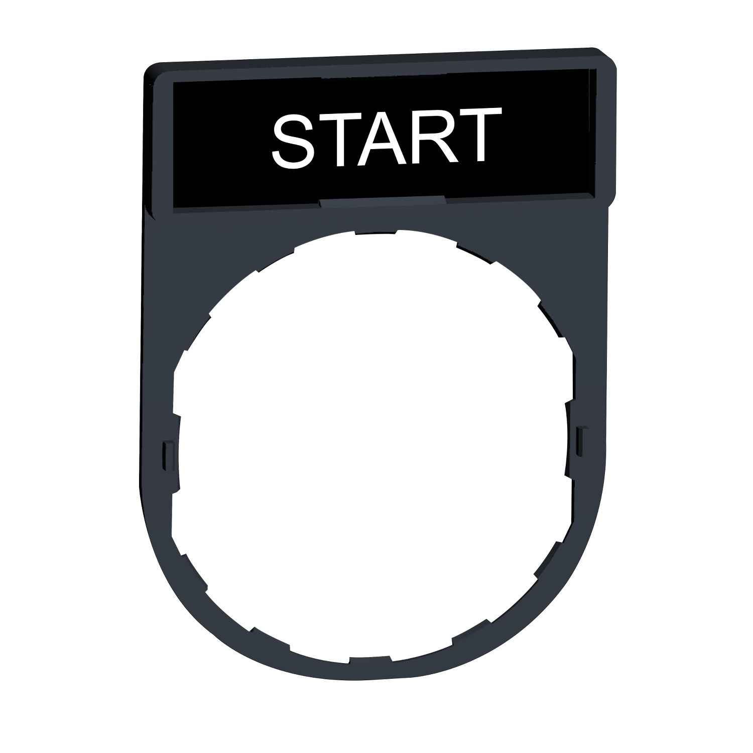 ZBY2303 Harmony Standard Pushbutton Legend Plate, 30 mm H x 40 mm W, Round Plate, Plastic, Black Field