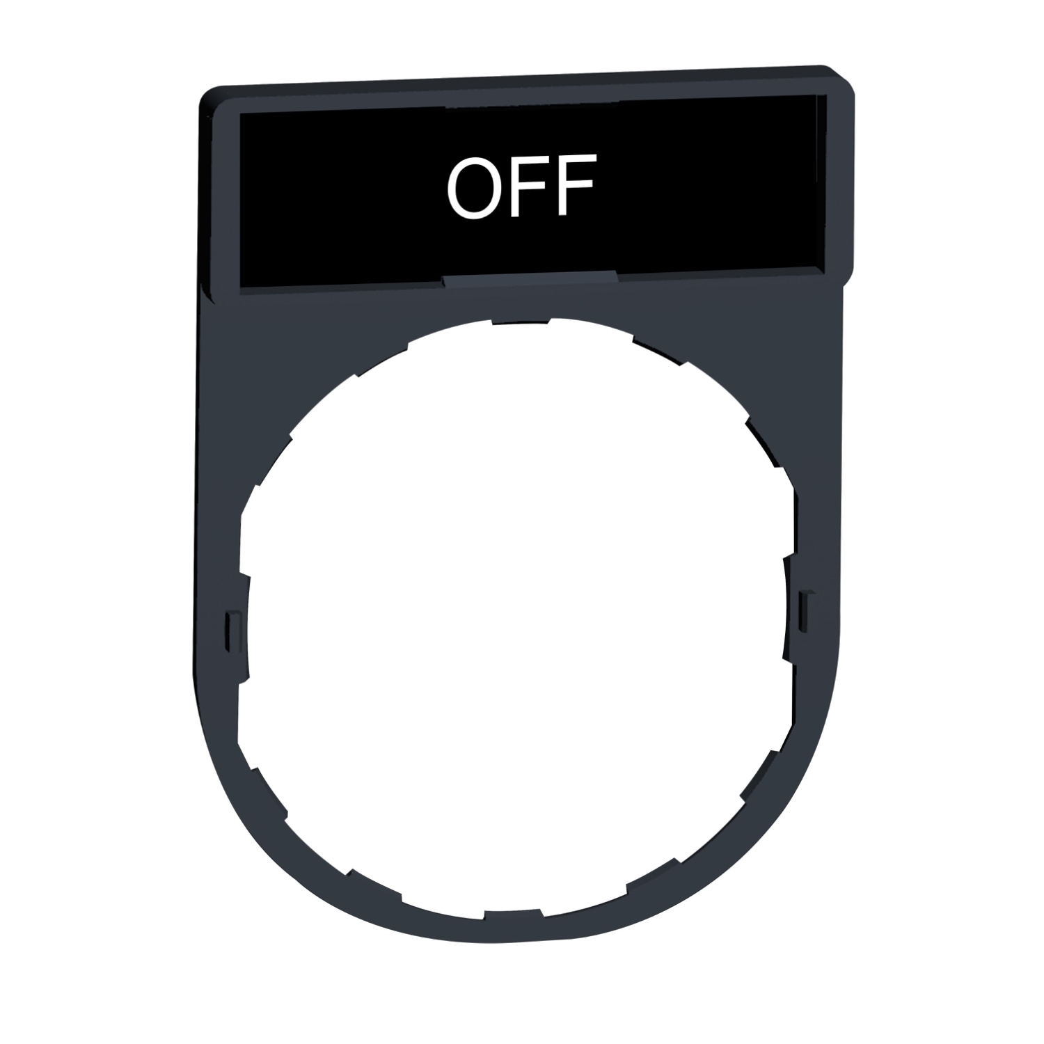 ZBY2312 Harmony Marked Standard Pushbutton Legend Plate, 40 mm H x 30 mm W, Plastic, Black/Red Field