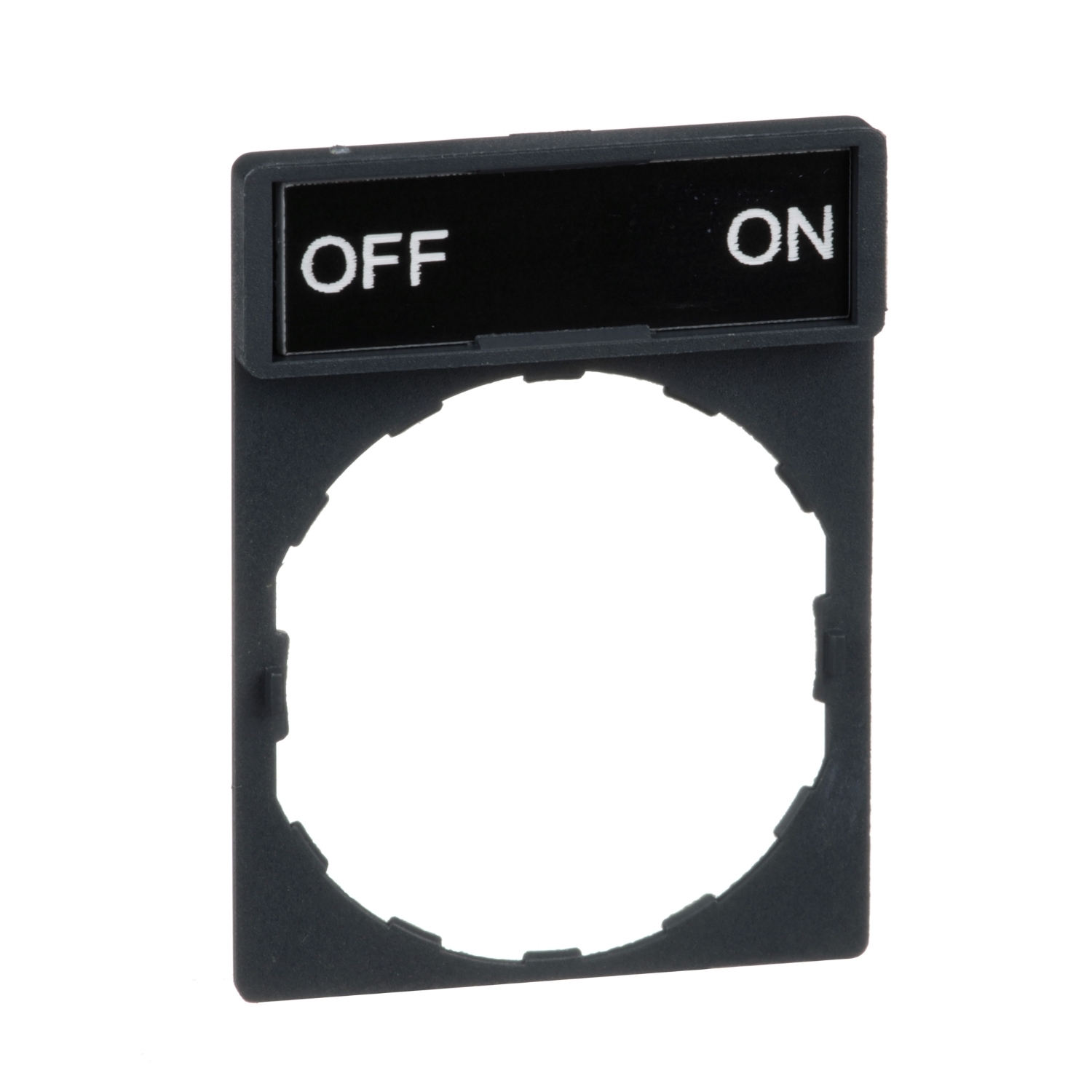 ZBY2367 Harmony Standard Pushbutton Legend Plate, 30 mm H x 40 mm W, Rectangular Plate, Plastic, Black Field