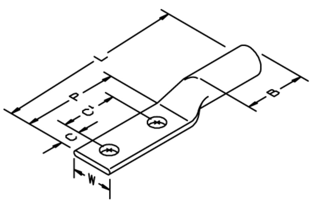 7000140667 Scotchlok 31100 2-Hole Corrosion-Resistant Long Barrel Lug, 3/0 AWG Conductor Copper Conductor, 1/2 in Stud