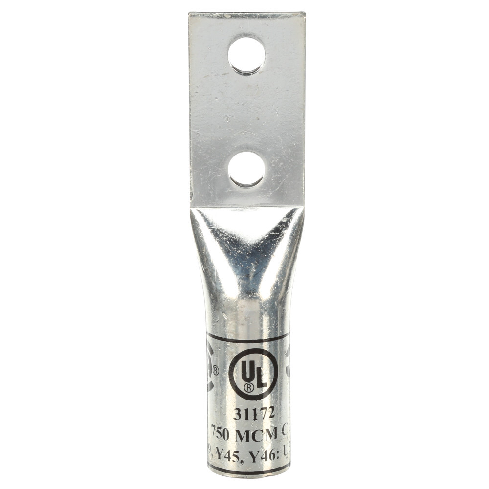 7000031410 Scotchlok 31100 2-Hole Corrosion-Resistant Long Barrel Lug, 750 kcmil Conductor Copper Conductor, 1/2 in Stud