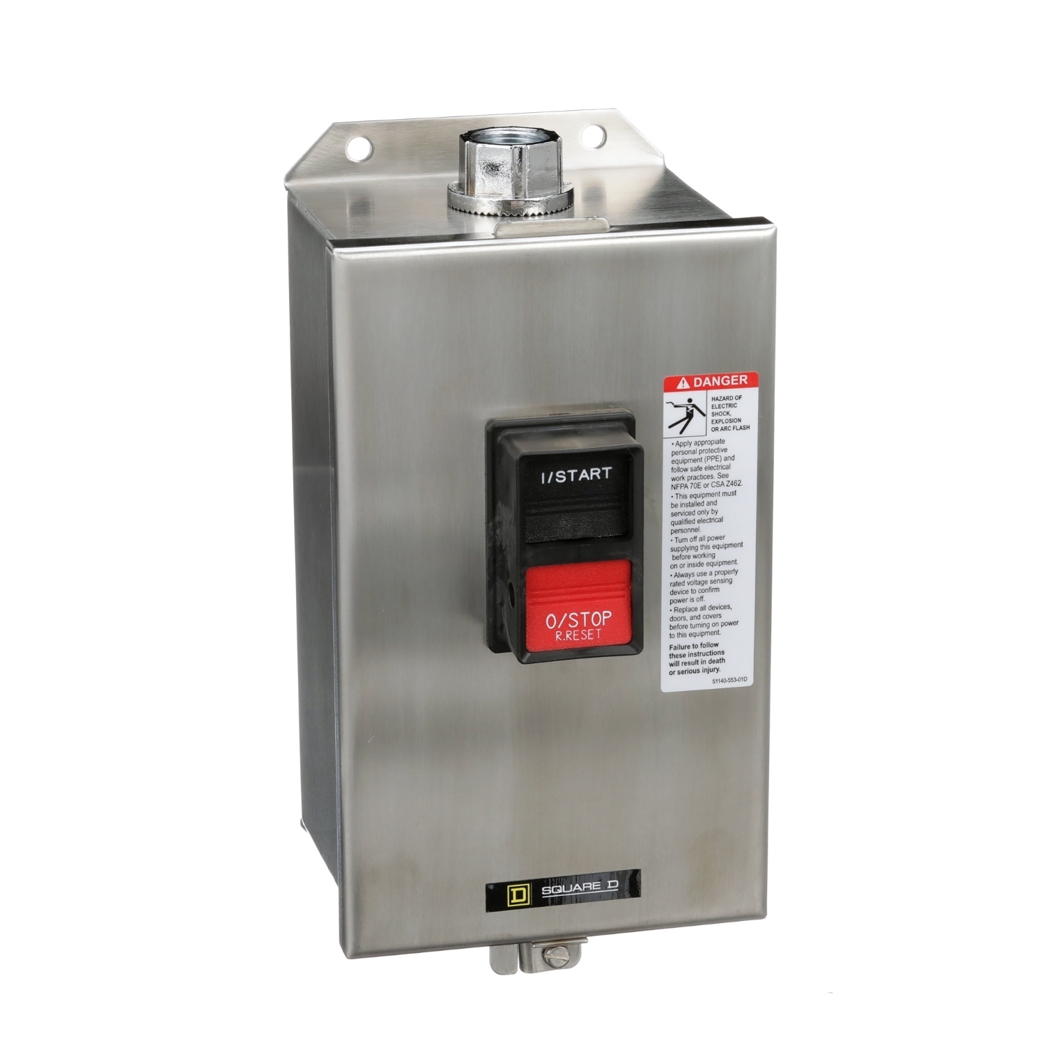 2510MBW12 Type M Integral Horsepower Manual Starter, Non-Reversing Action, 3 Poles, NEMA 3/4/4X Enclosure