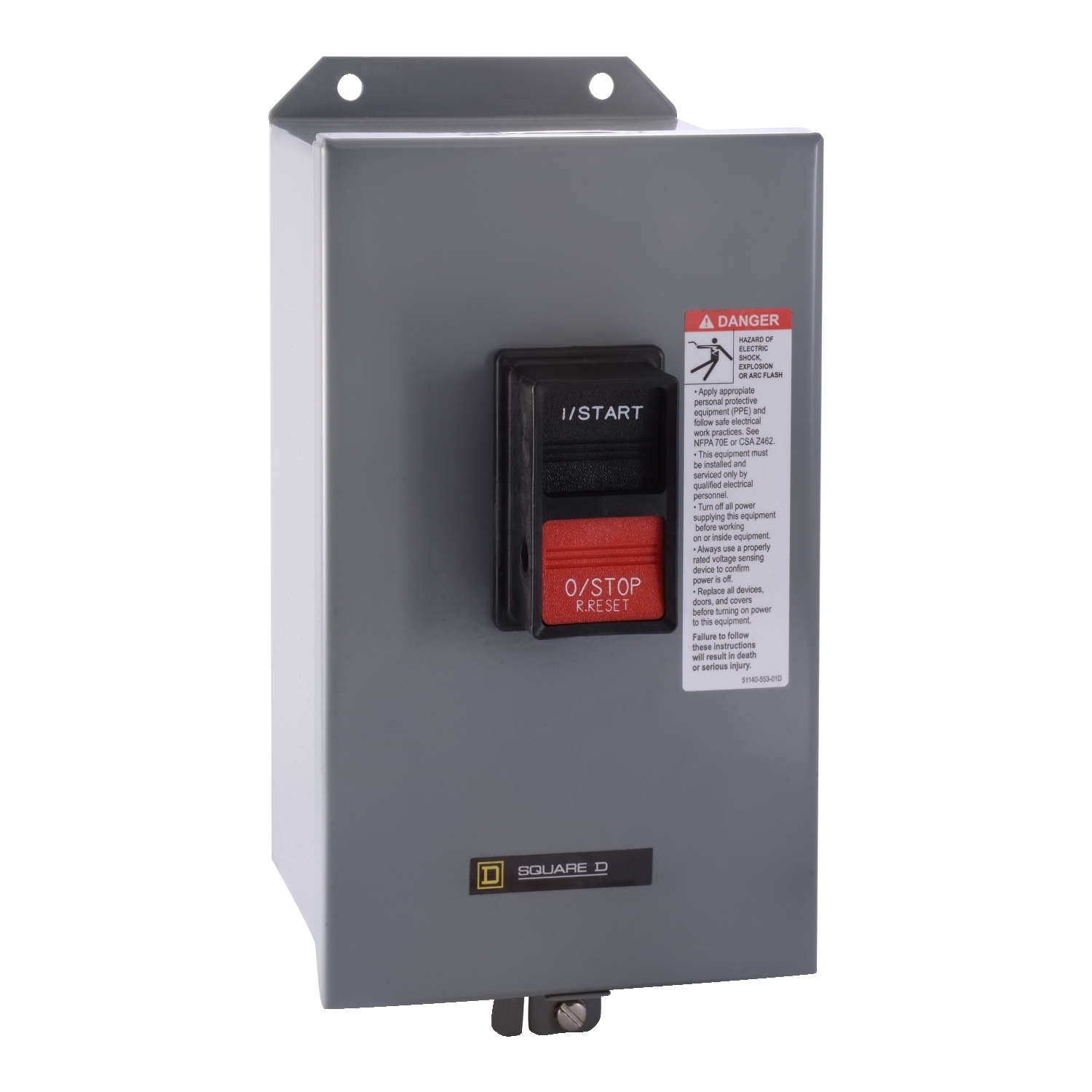 2510MCA1 Type M Integral Horsepower Non-Reversing Manual Starter, 2 Poles, NEMA 12 Enclosure