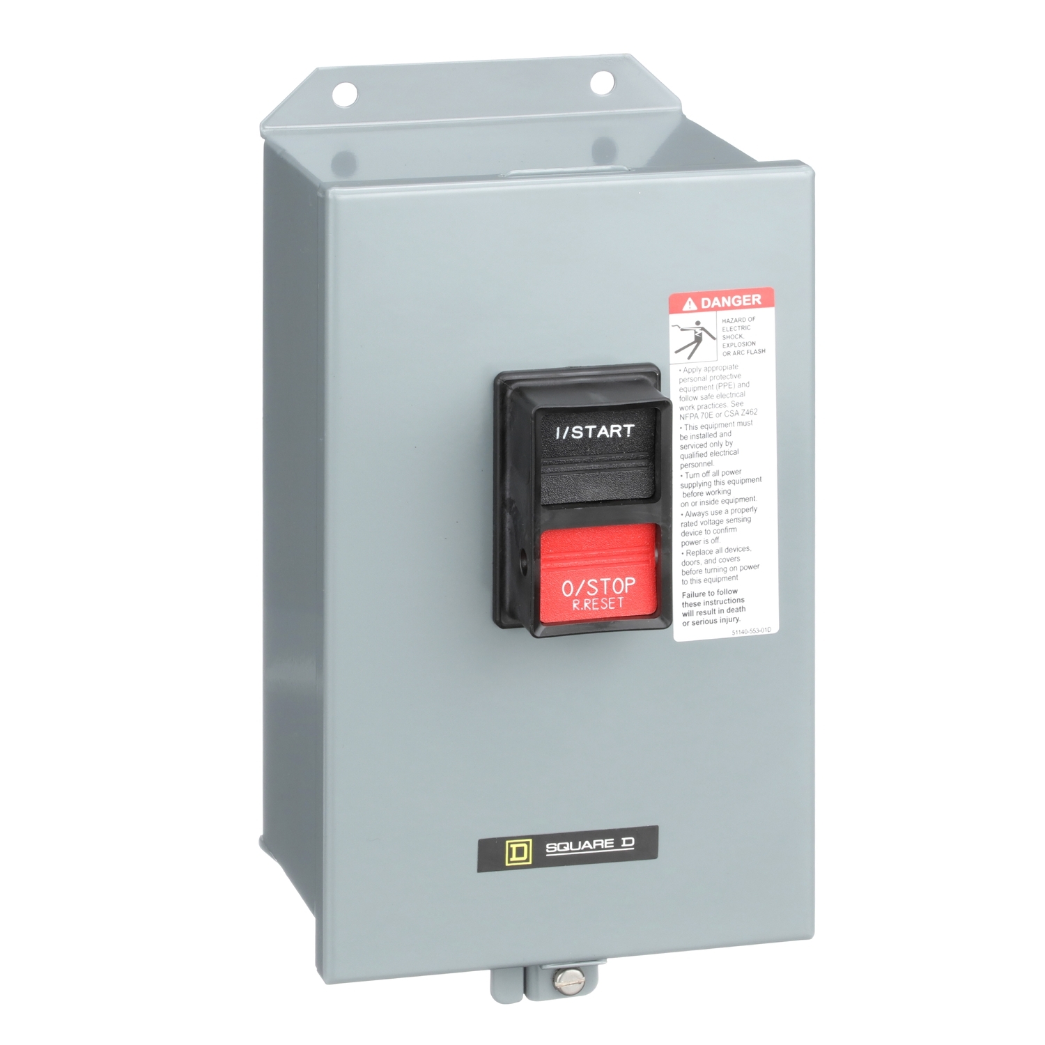 2510MCA2 Type M Integral Horsepower Non-Reversing Manual Starter, 2 Poles, NEMA 12 Enclosure
