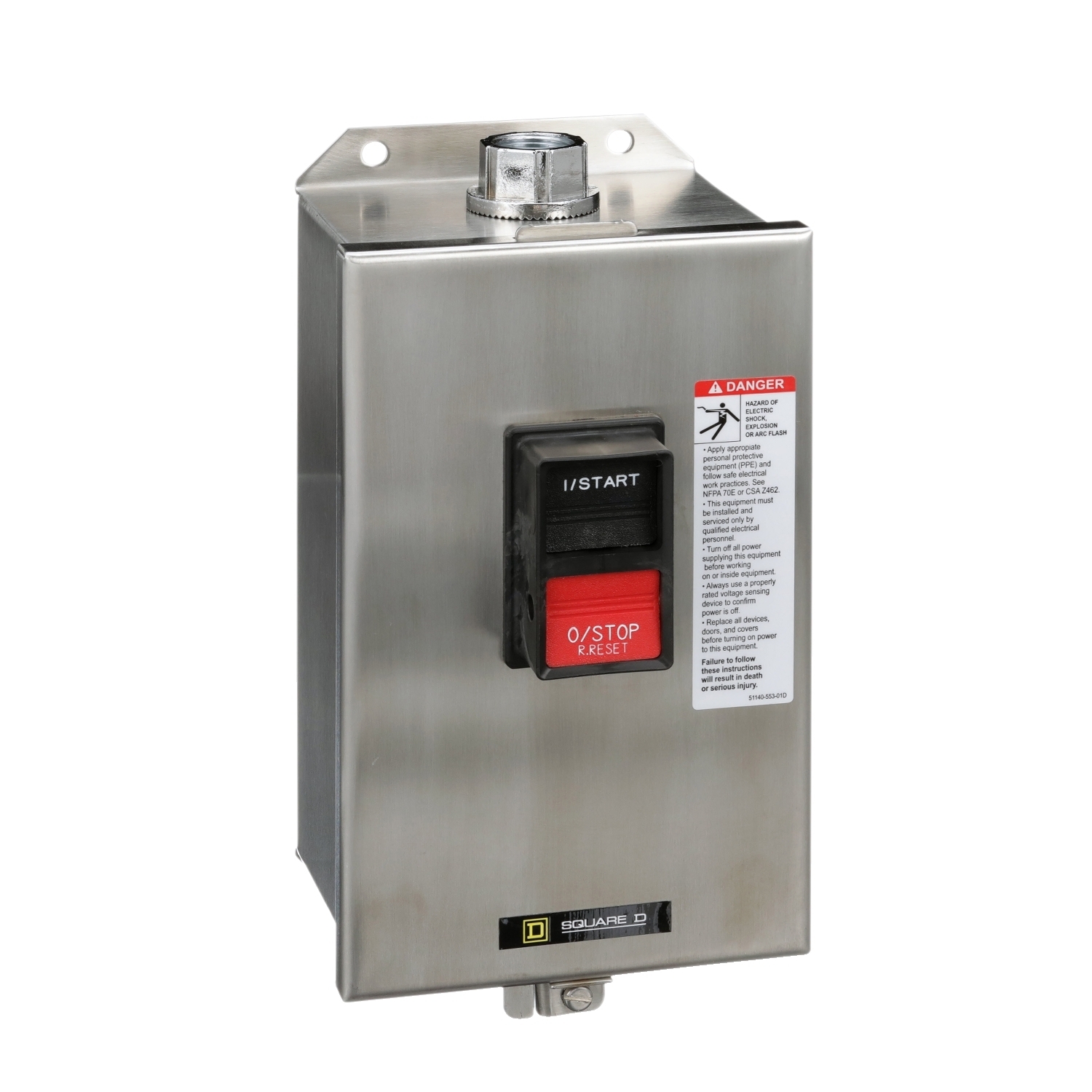 2510MCW13 Type M Integral Horsepower Manual Starter, Non-Reversing Action, 3 Poles, NEMA 4/4X Enclosure