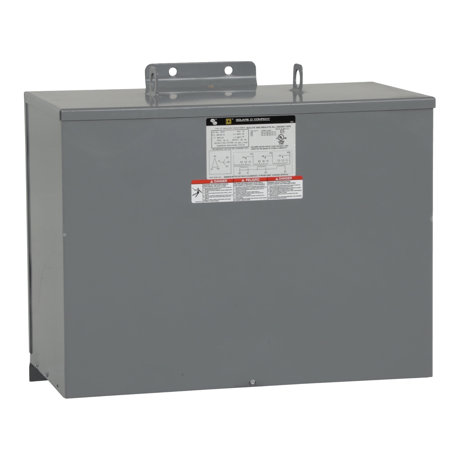 30T2F Dry Sealed Low Voltage Low Voltage Transformer, 480 Delta V AC Primary, 208Y/120 VAC Secondary, 30 kVA Power Rating, 60 Hz, 3 Phase