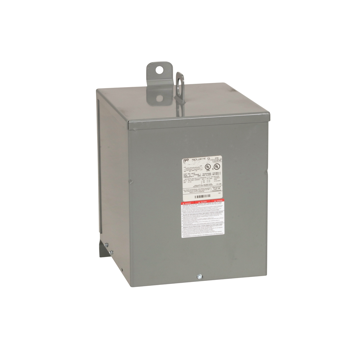 5S7F Dry Sealed Low Voltage Low Voltage Transformer, 208 V AC Primary, 120/240 VAC Secondary, 5 kVA Power Rating, 60 Hz, 1 Phase
