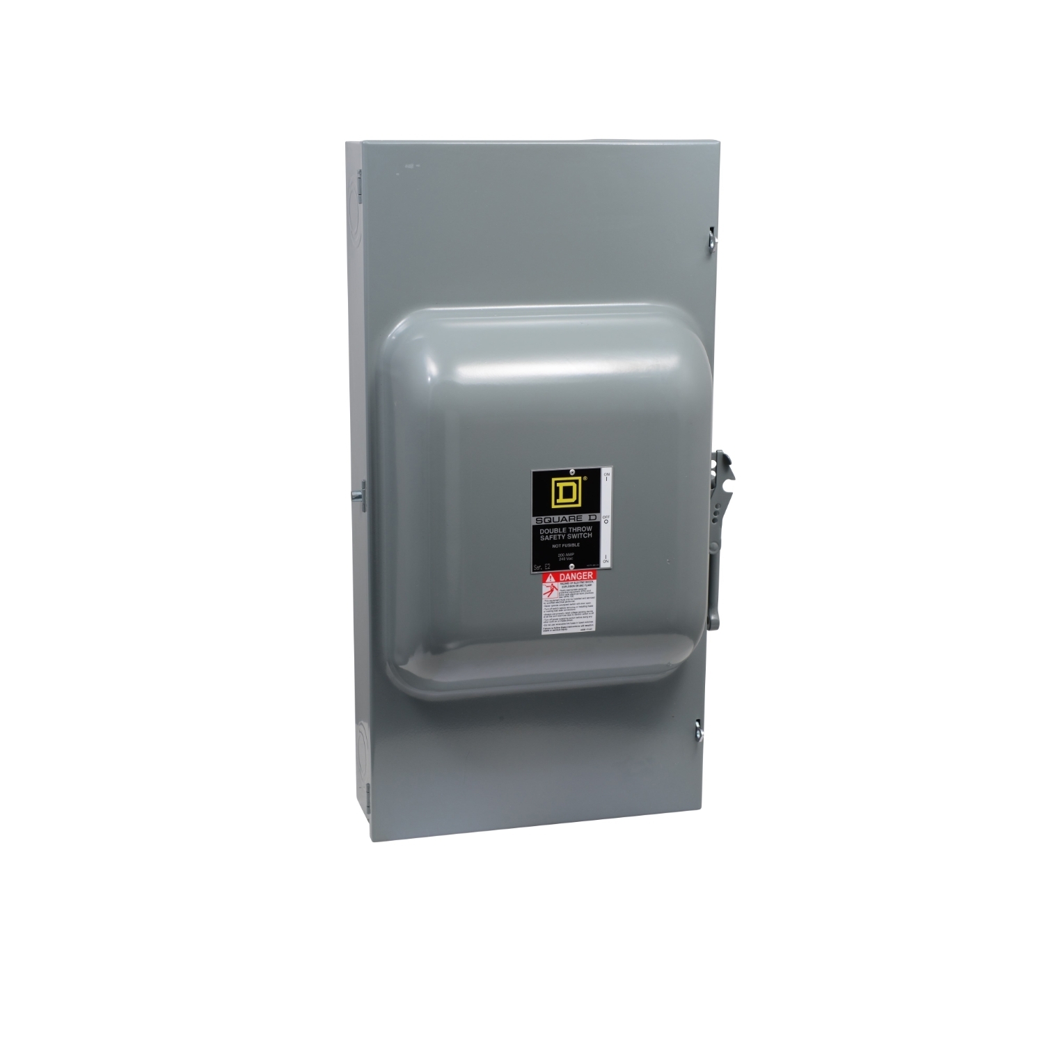 82254N E1 Non-Fusible Safety Switch With Neutral, 240 V AC/250 V DC, 200 A, 15 hp, 2 Form C DPDT Contact, 2 Poles