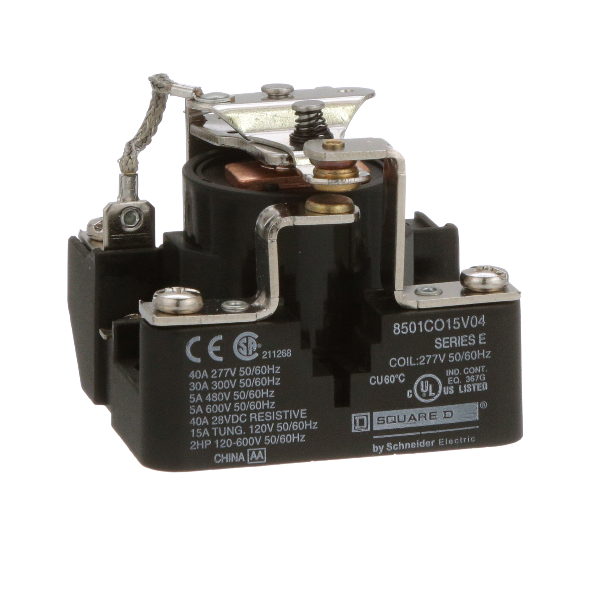 8501CO15V04 Heavy Duty Type C Power Relay, 5 A, 5 Pin, 1CO 1 Form C SPDT Contact, 277 V AC at 60 Hz V Coil