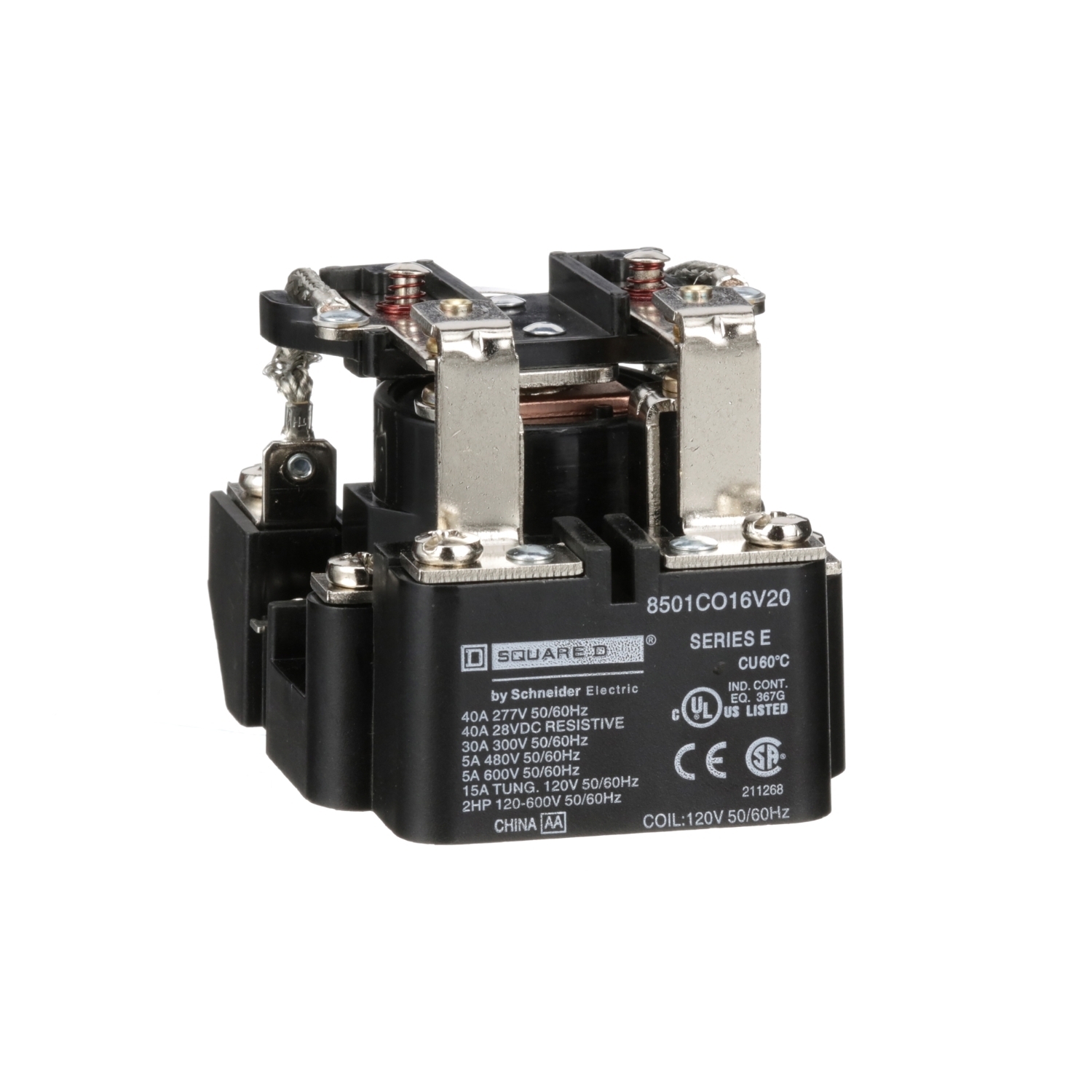 8501CO16V20 8501C Type C 1-Phase Power Relay, 30 A, 2NO-2NC 2 Form C DPDT Contact, 120 VAC V Coil